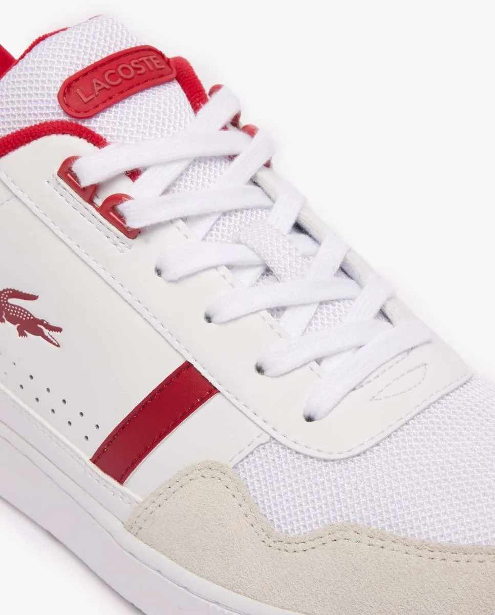 LACOSTE Men’s T-Clip Contrasted Leather Trainers White