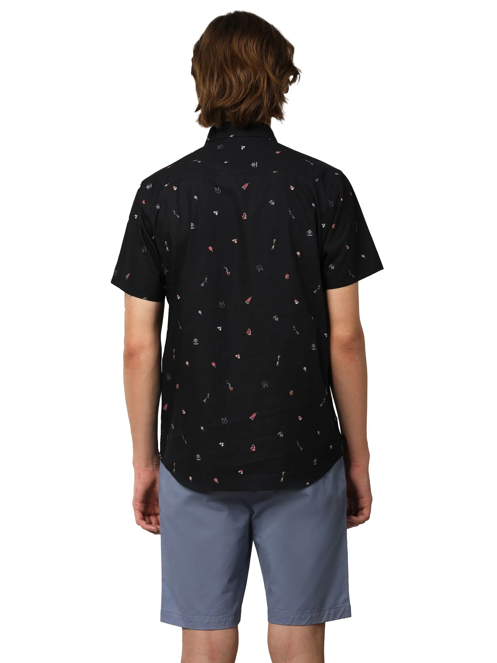 JOHN HENRY Men's Short Sleeves Shirts (Slim Fit) MERRIMENT Navy