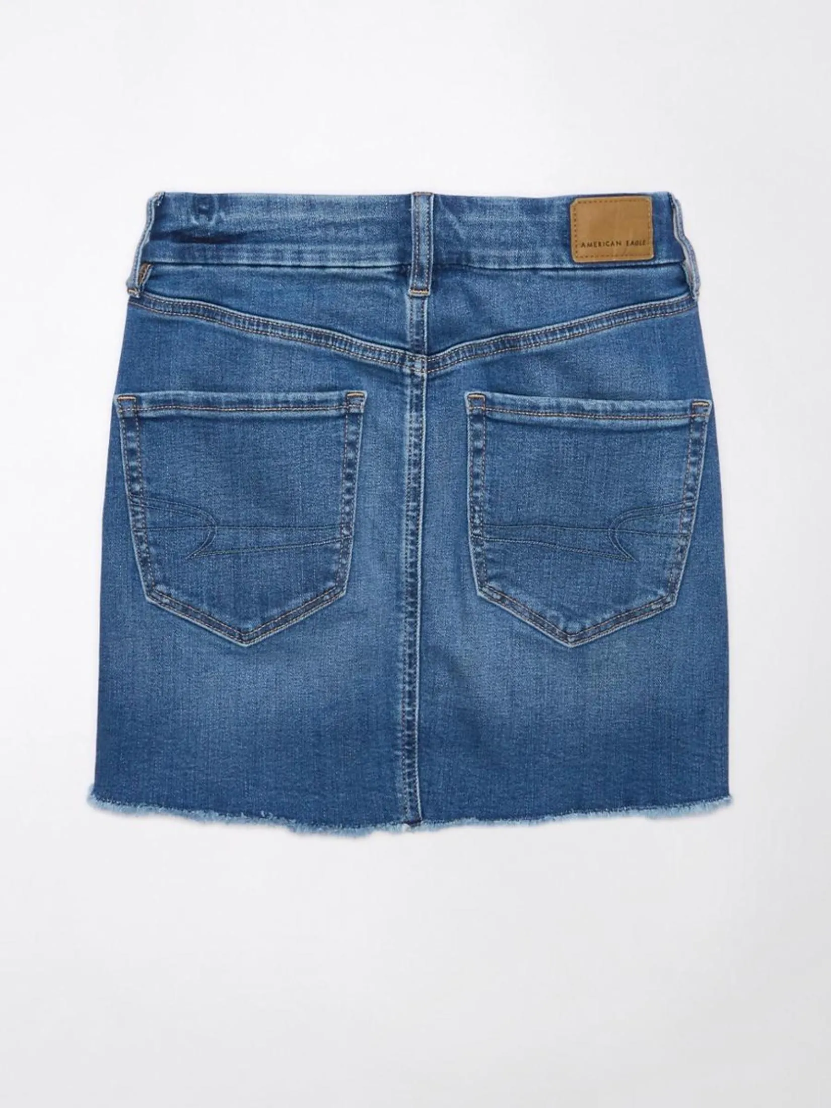 AMERICAN EAGLE WOMEN CURVY HIGH RISE MINI SKIRT 947 MEDIUM INDIGO