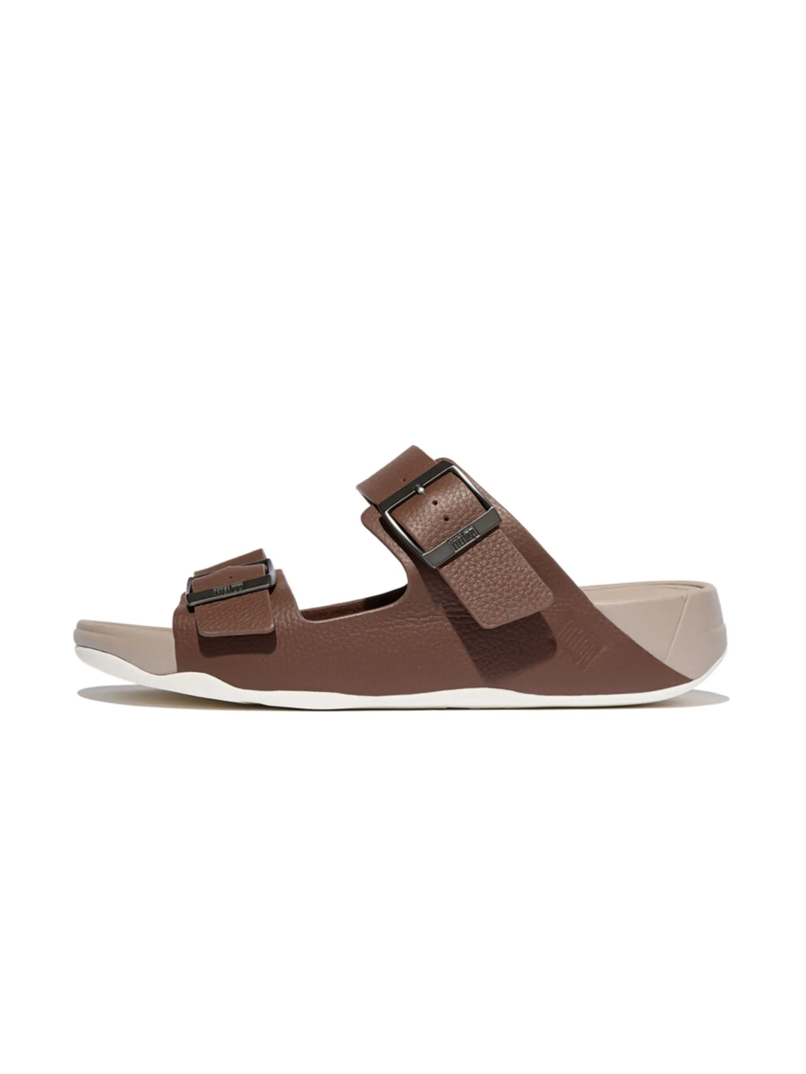 FitFlop™ MEN'S GOGH MOC BUCKLE TUMBLED SLIDES BROWN Size - 11 UK