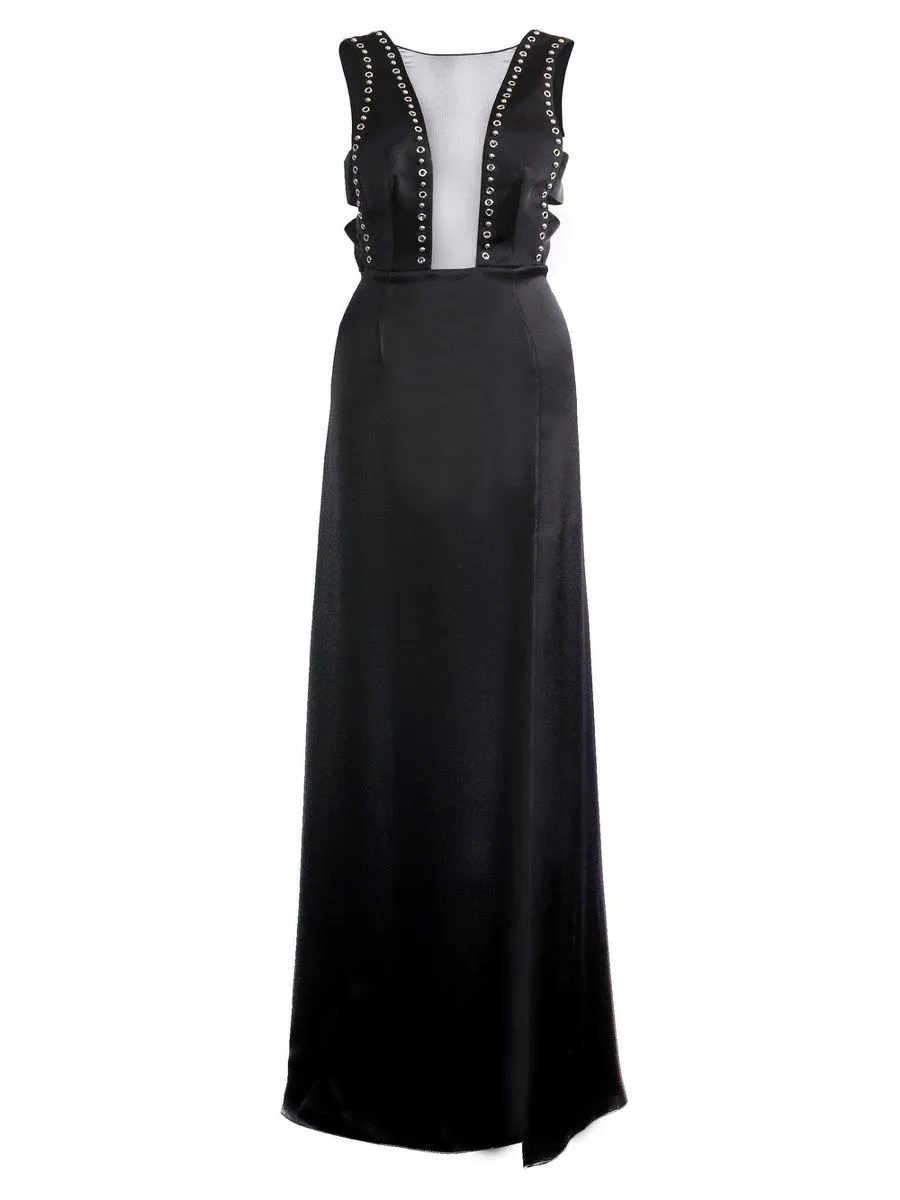 SENADA WOMEN STUDDED BLACK MAXI DRESS