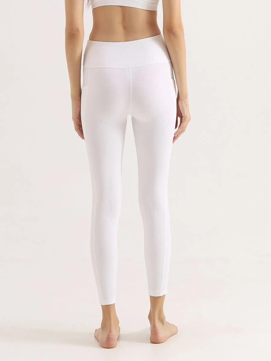 NAPIYONG JUDY RIBBED LEGGINGS IN WHITE