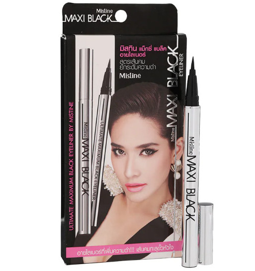 Водостойкая подводка-фломастер Maxi Black Mistine