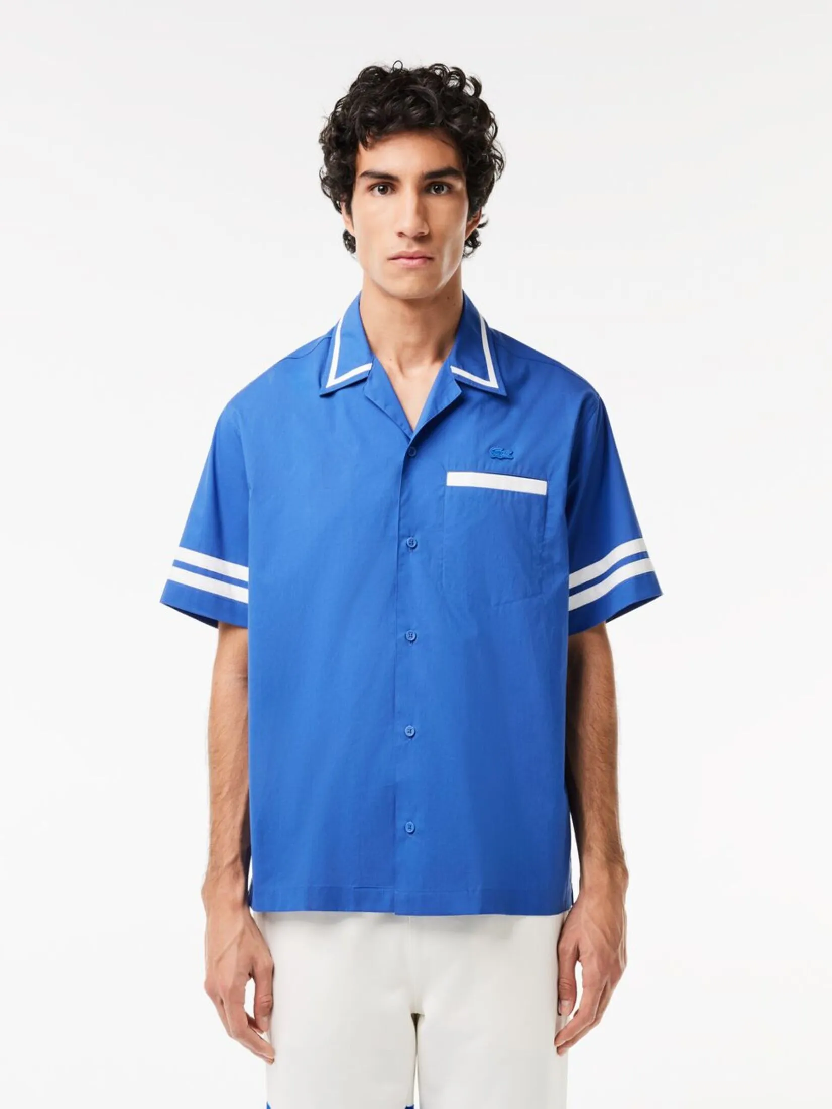 LACOSTE Lacoste Back Print Cotton Twill Shirt Blue