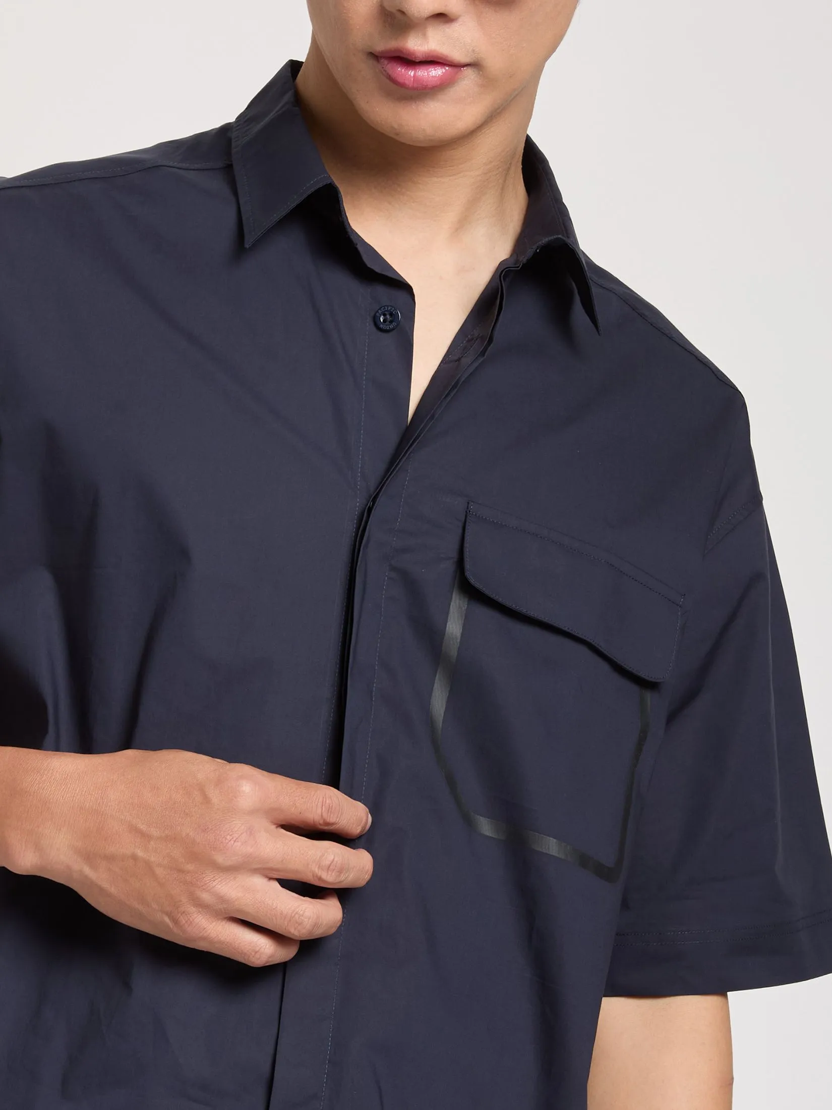 PACIFIC UNION Men Shirt Short Sleeves with Pockets Relaxed Fit