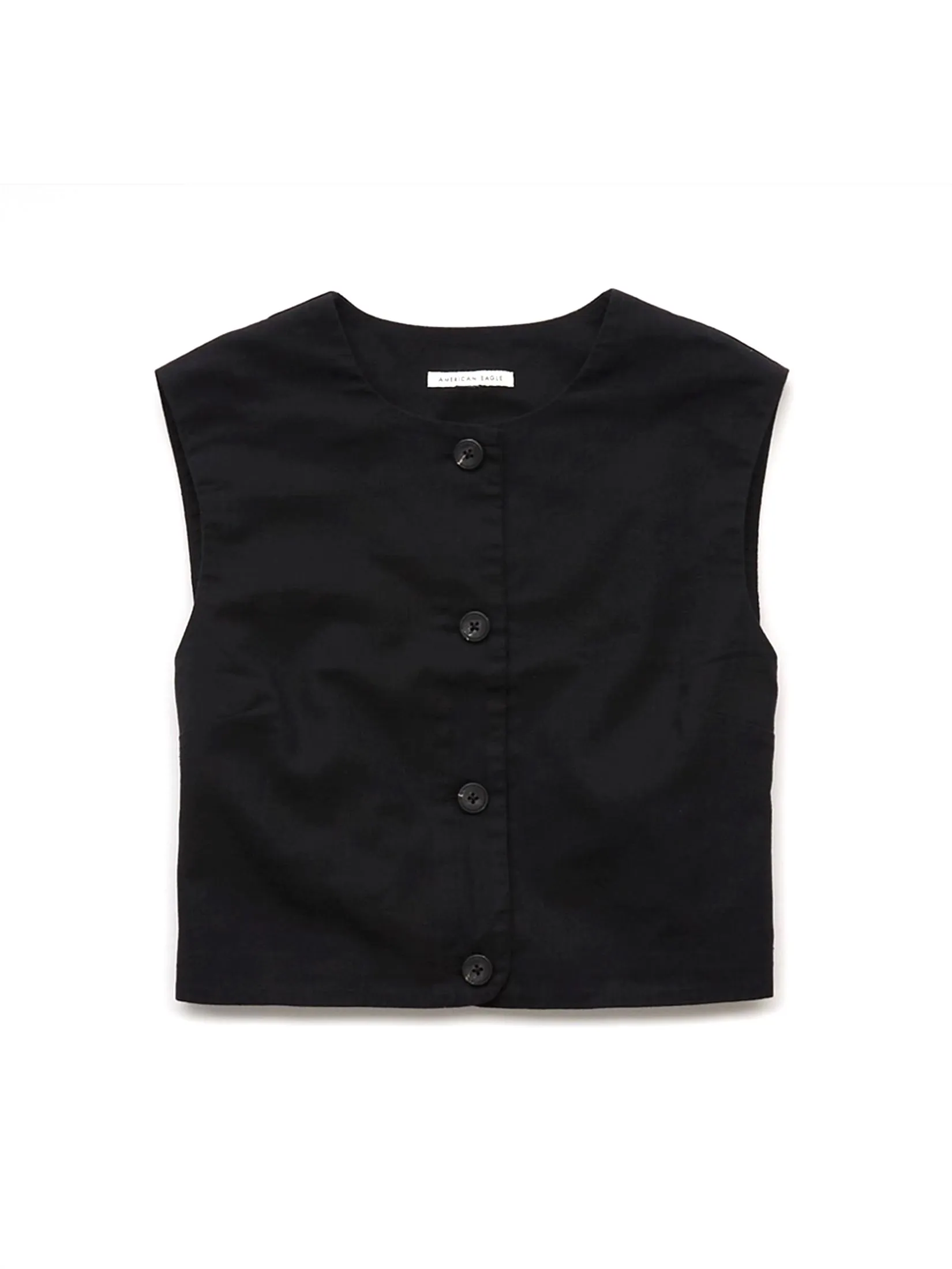 AMERICAN EAGLE WOMEN 6128 SLEEVELESS BOXY CROP 001 BLACK