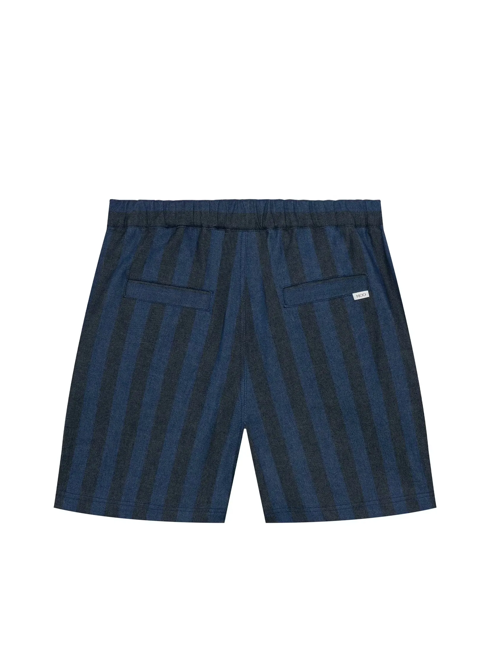 MOO [MOO 5/25] Striped Denim Shorts Navy Blue