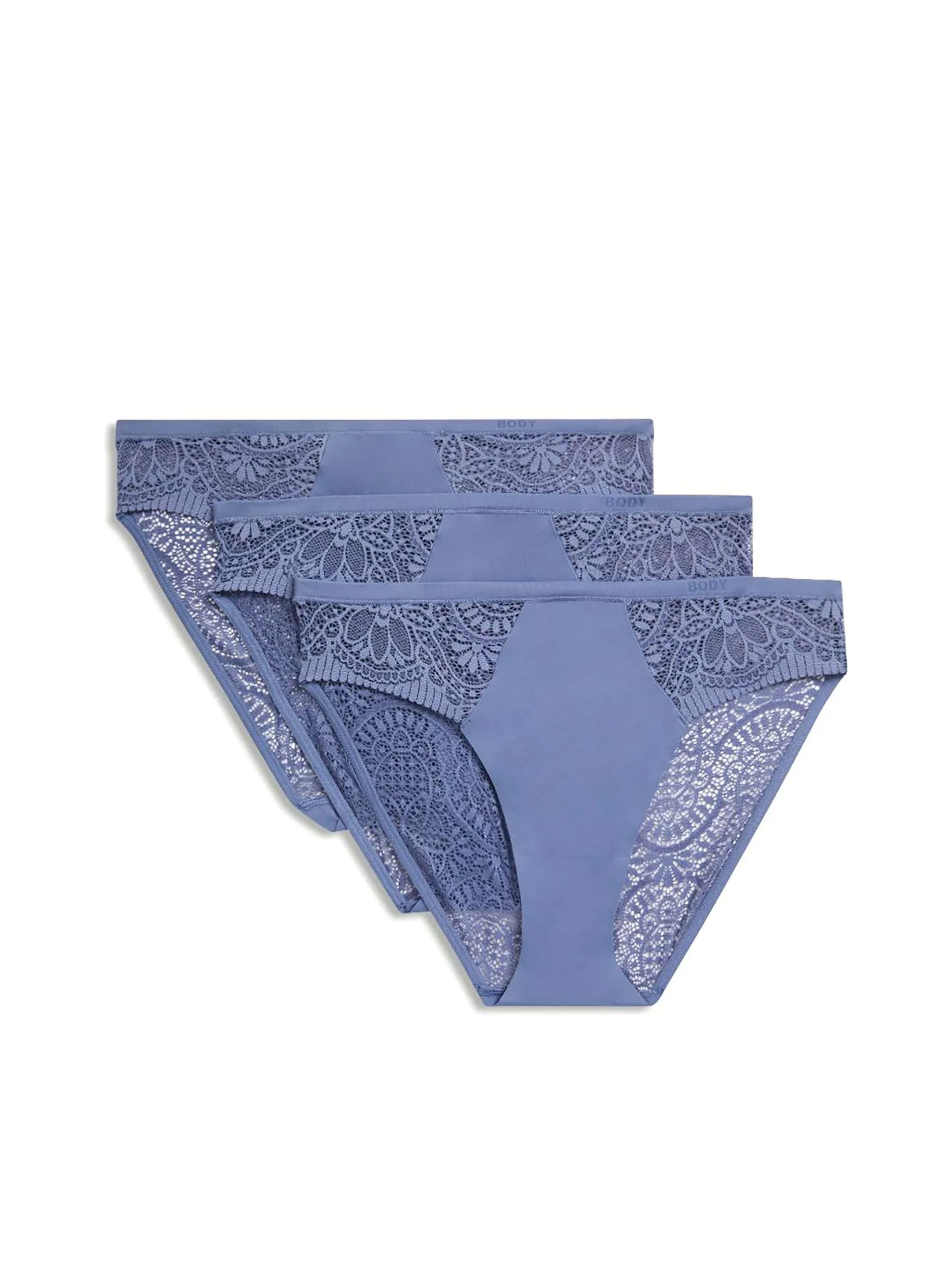 MARKS & SPENCER Women High Leg Knickers Body Soft Pack 3 Pcs Steel Blue