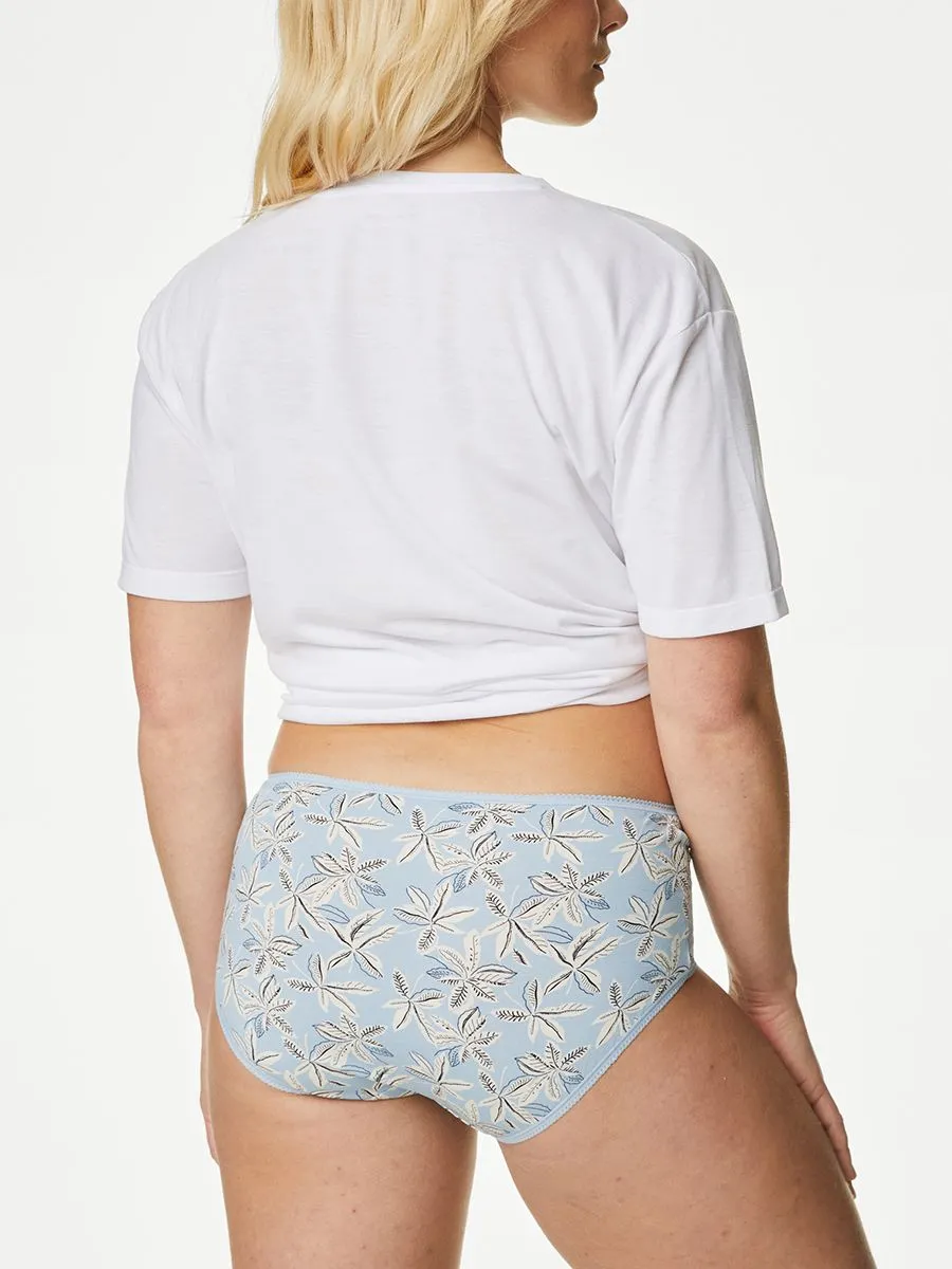 MARKS & SPENCER Women High Rise Shorts Cotton Lycra Printed 5pk Dusty Blue