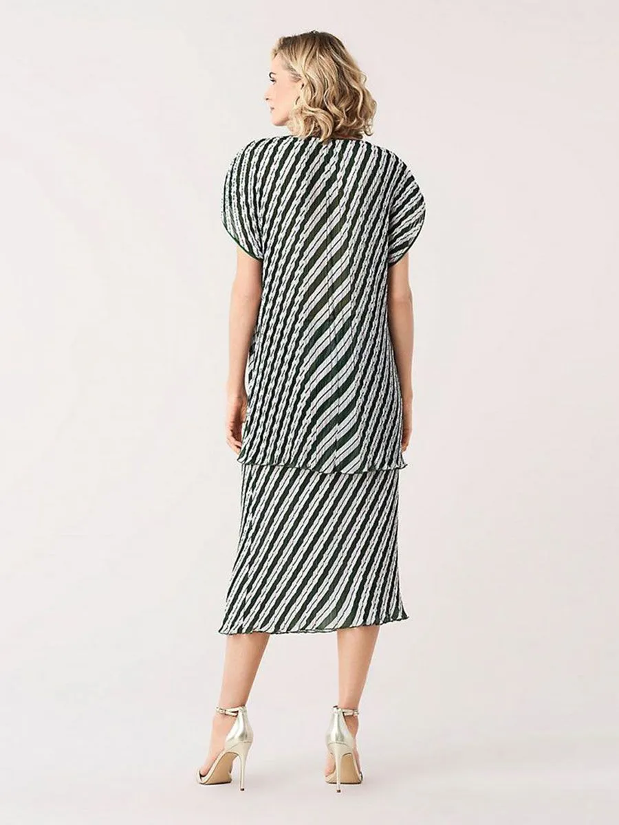 DIANE VON FURSTENBERG DVF JOLENE FLAG STRIPE LAVENDER FOG MULTI XS