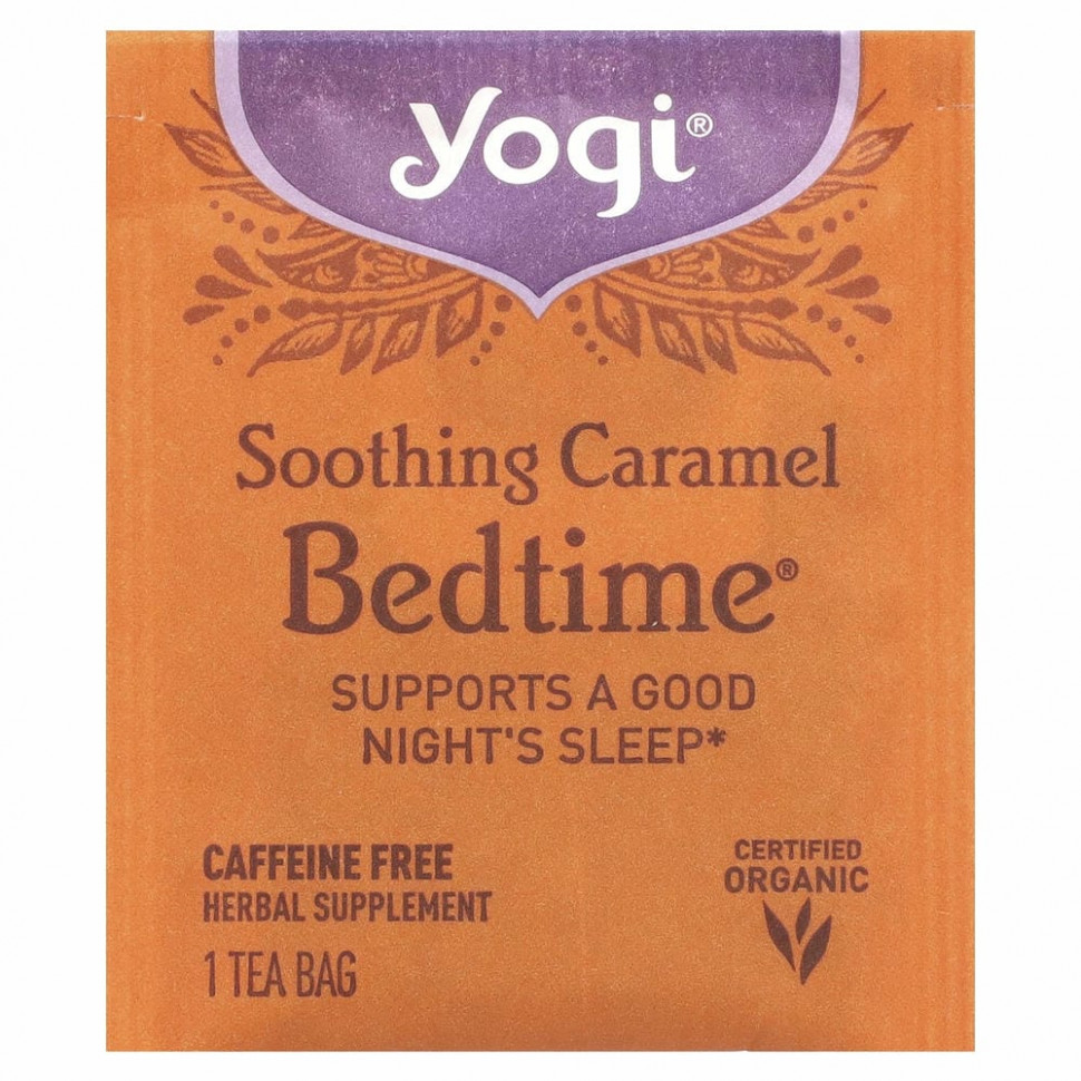 Yogi Tea, Bedtime, успокаивающая карамель, без кофеина, 16 чайных пакетиков, 30 г (1,07 унций)