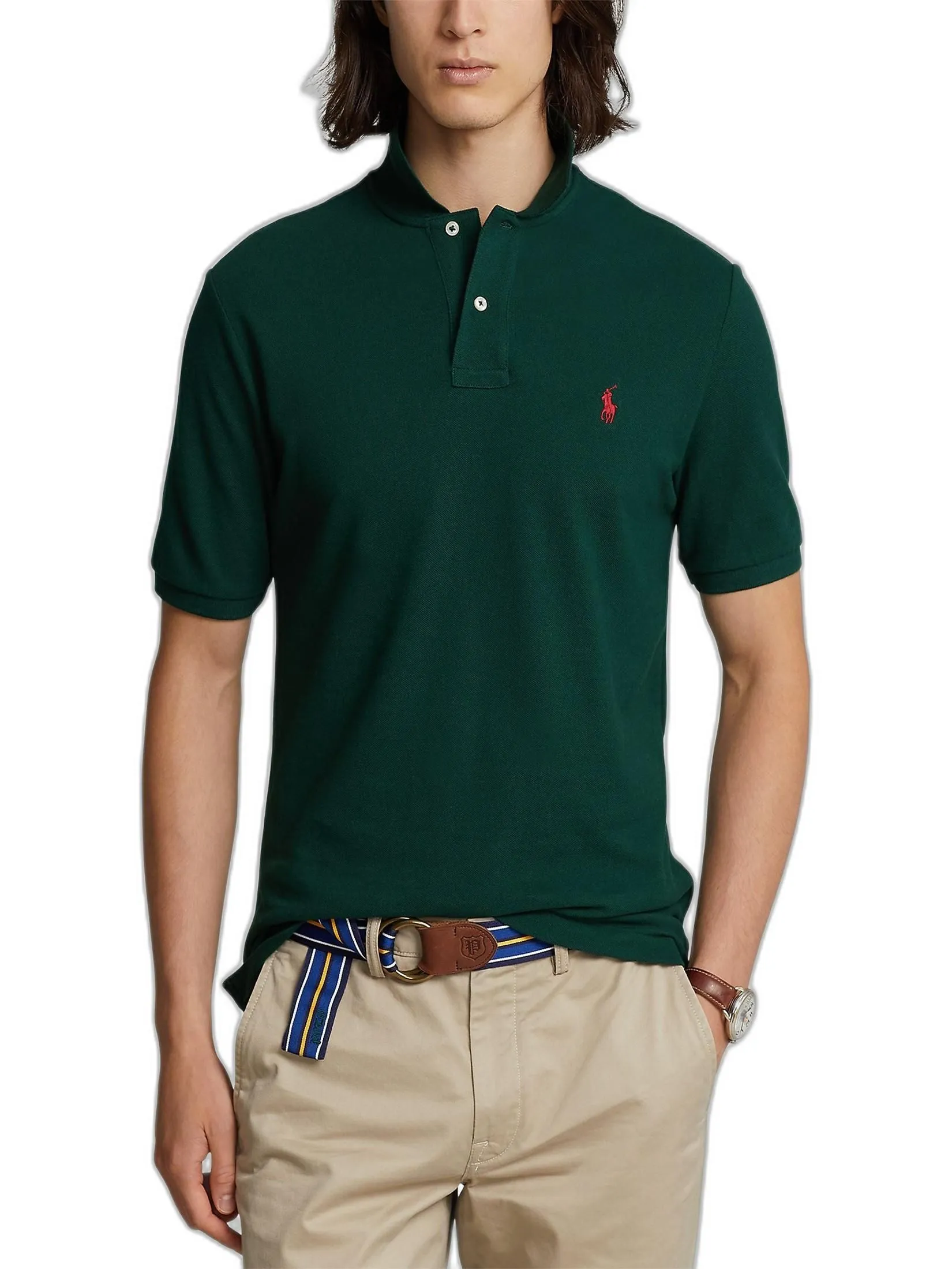 POLO RALPH LAUREN Polo Ralph Lauren POLO-Custom Slim Fit Mesh Polo Shirt MNPOKNI1N820493 300 GREEN