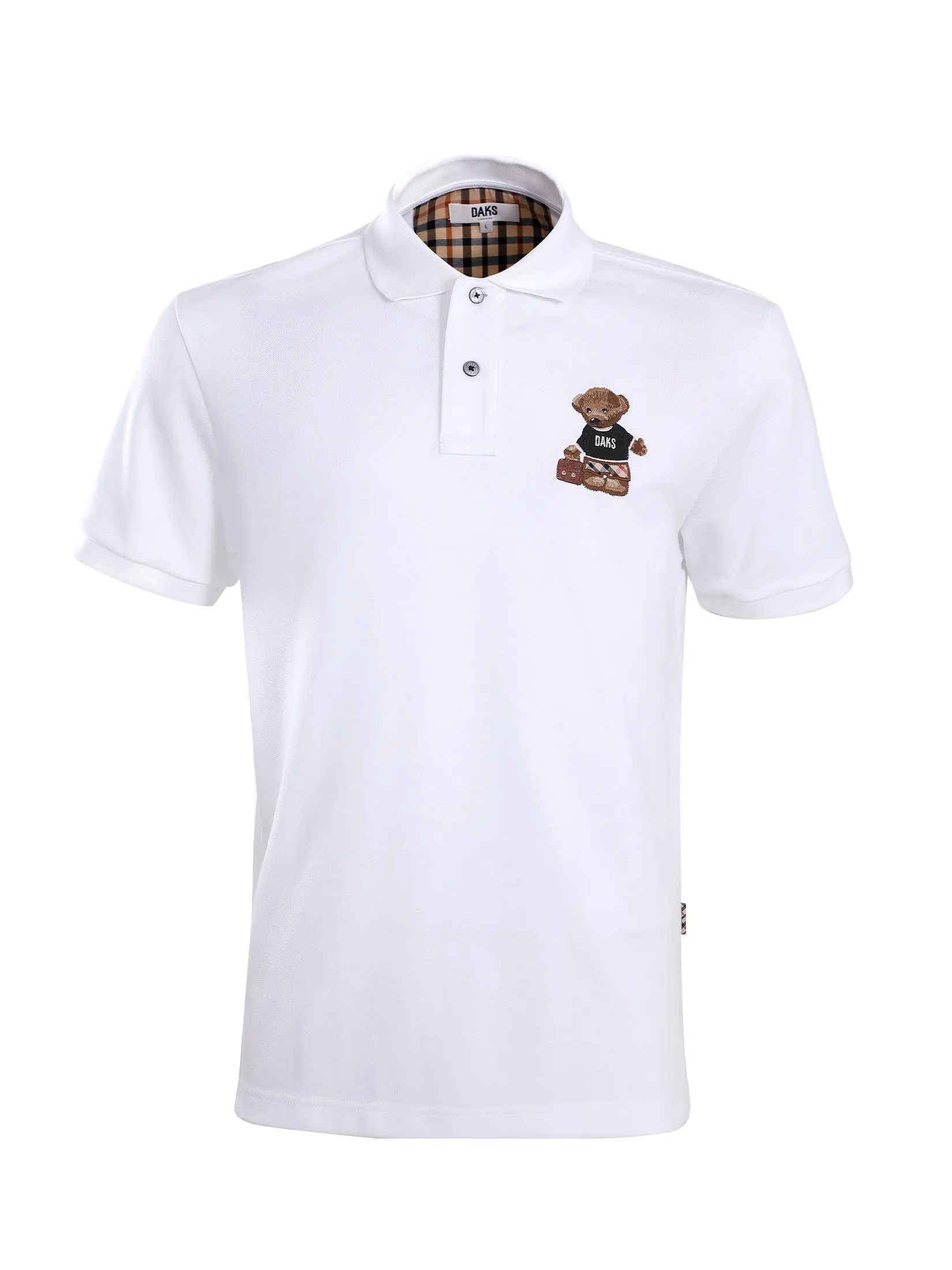 DAKS Men  Short Sleeve Polo Slim Fit White