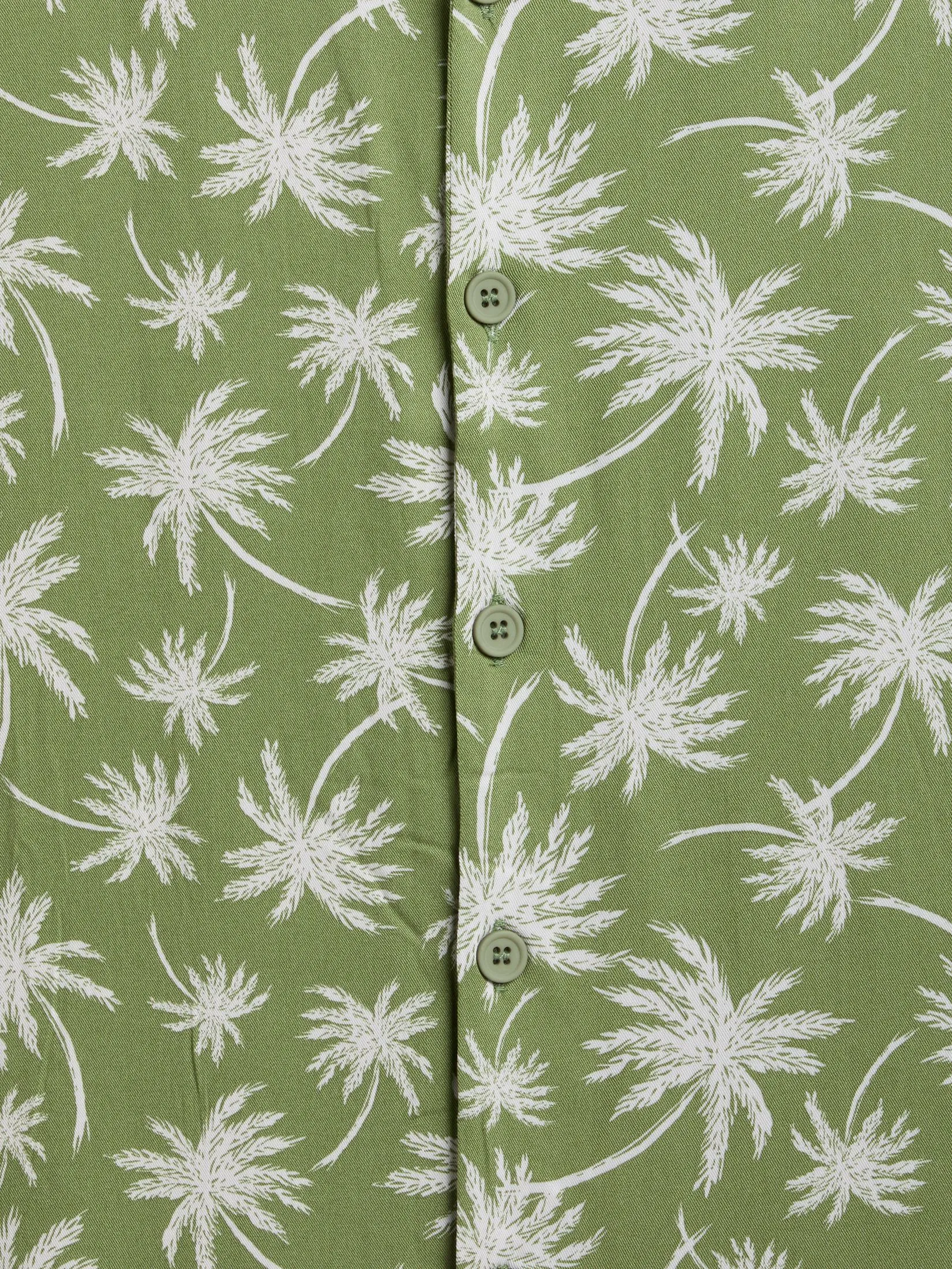 DEFRY 01 Men Shirt Short Sleeves Hawaiian Style Green