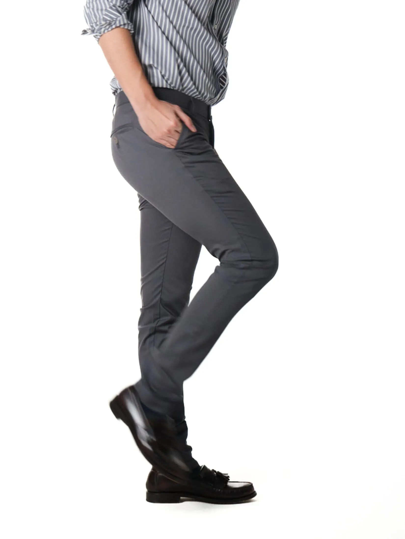 ERA-WON Men's Super Skinny Pants Lightweight Grey