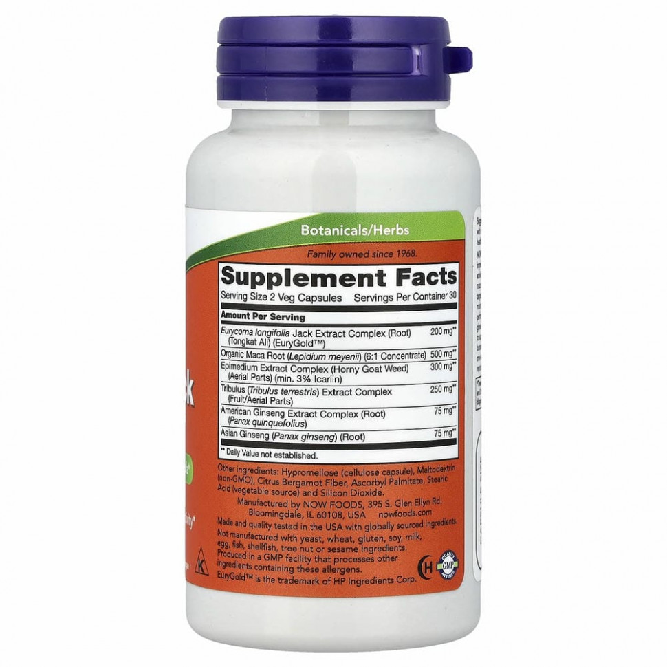 NOW Foods, TestoJack 200, 60 вегетарианских капсул