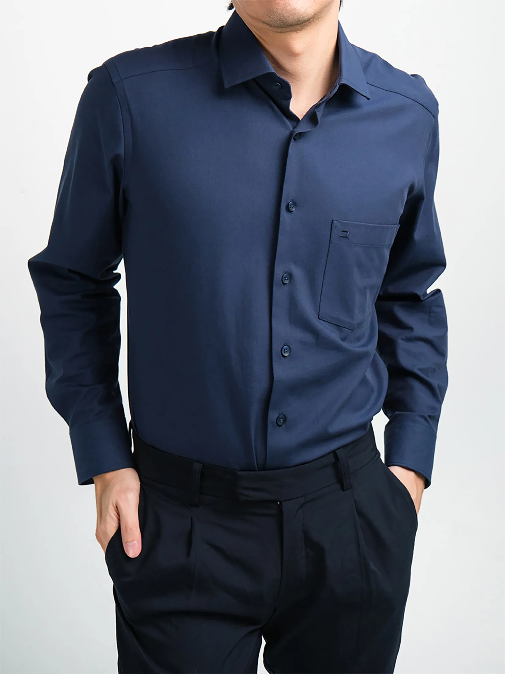 OLYMP MEN SHIRT LONG SLEEVES BUSINESS SHIRT MODERN FIT EASY IRON NAVY BLUE