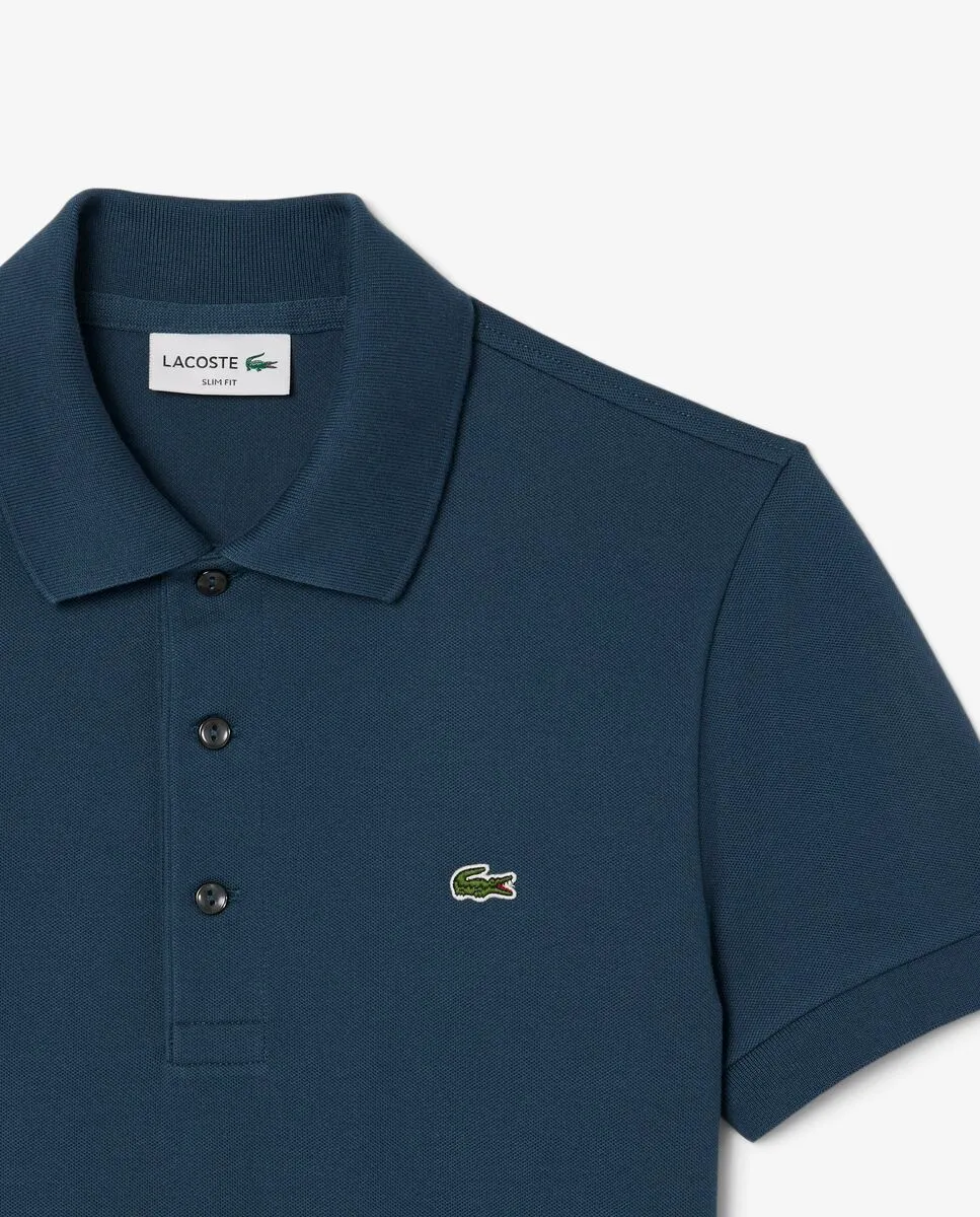 LACOSTE Slim Fit Stretch Mini Piqu  Polo Shirt Blue