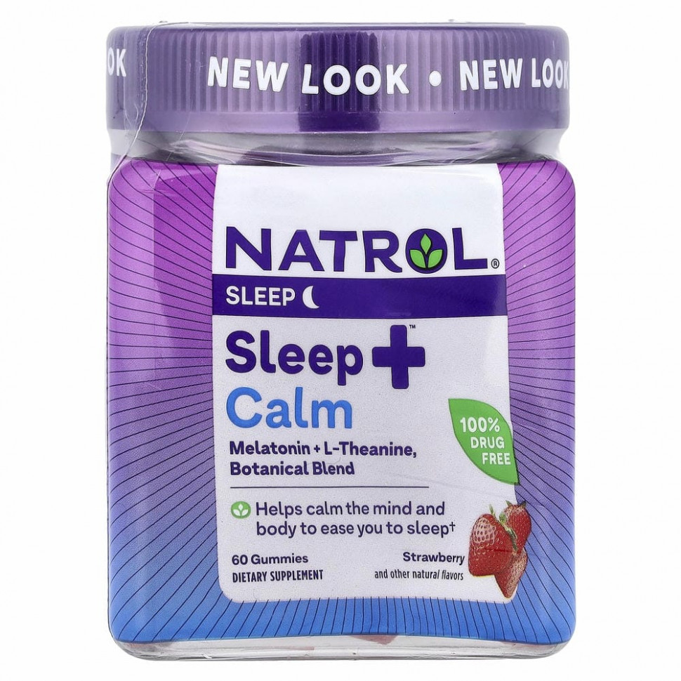 Natrol, Sleep + Calm, клубника, 60 жевательных таблеток