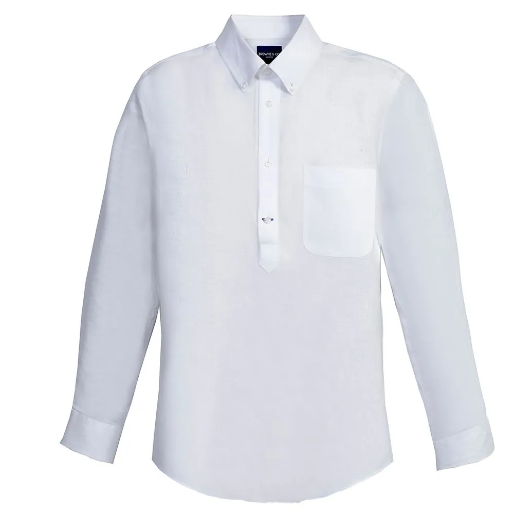 BROWNE & CO. White Linen Long Sleeves Shirt Size - L