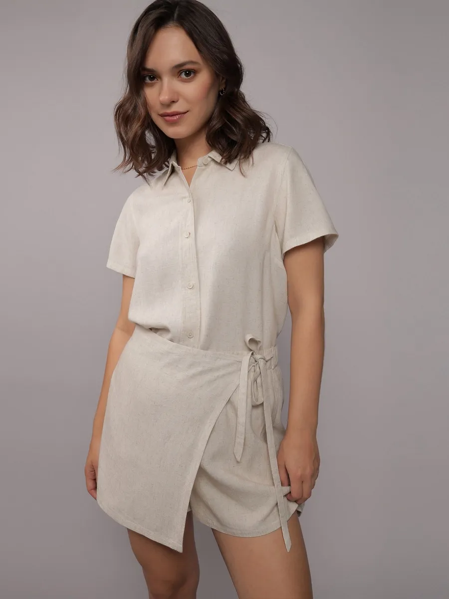 AMERICAN EAGLE WOMEN INTL SHORT SLV CORE SHIRT 109 NATURAL