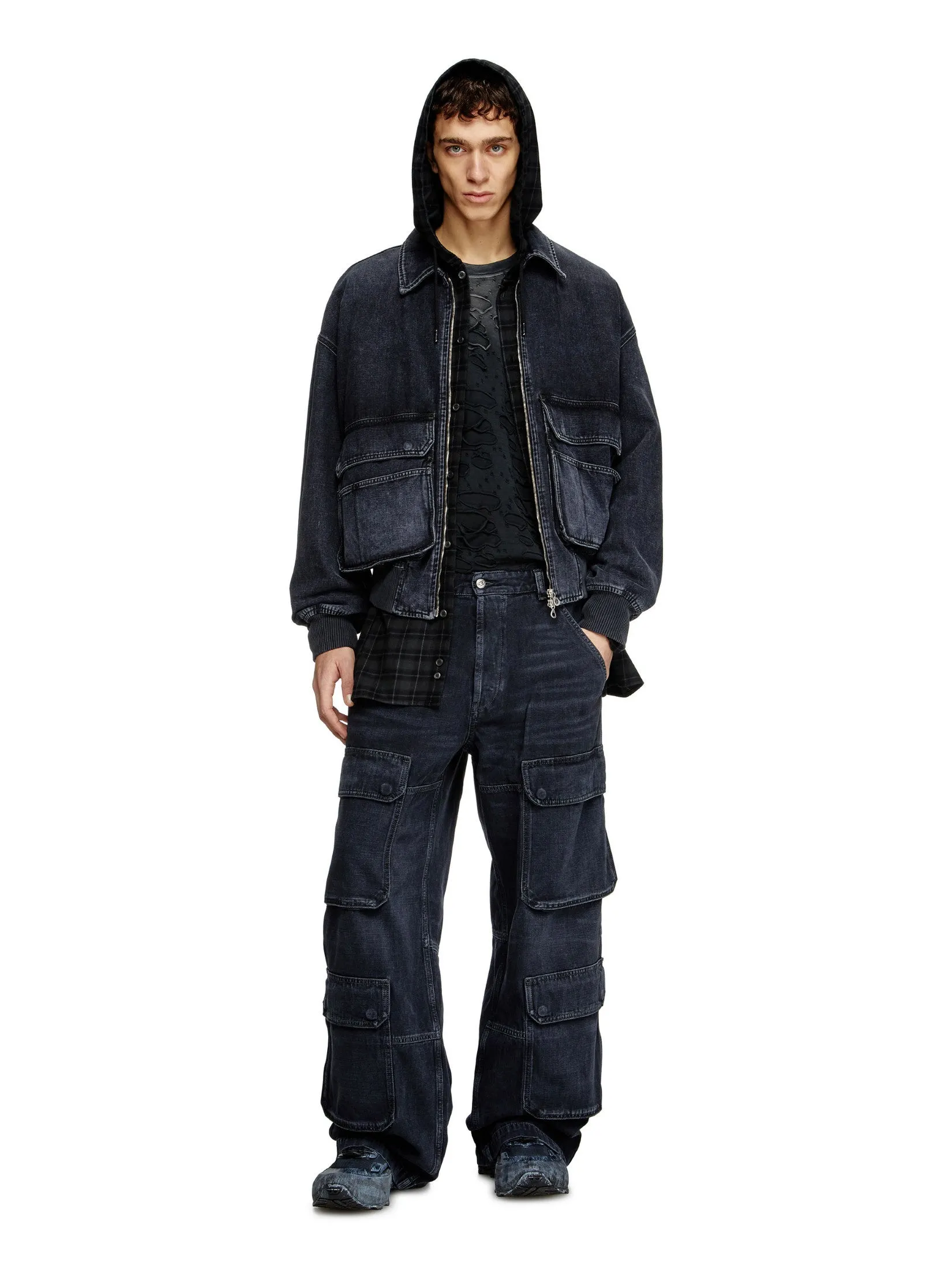 DIESEL Men Jeans Pants D-TOUCH-CARGO L.30 TROUSERS Black