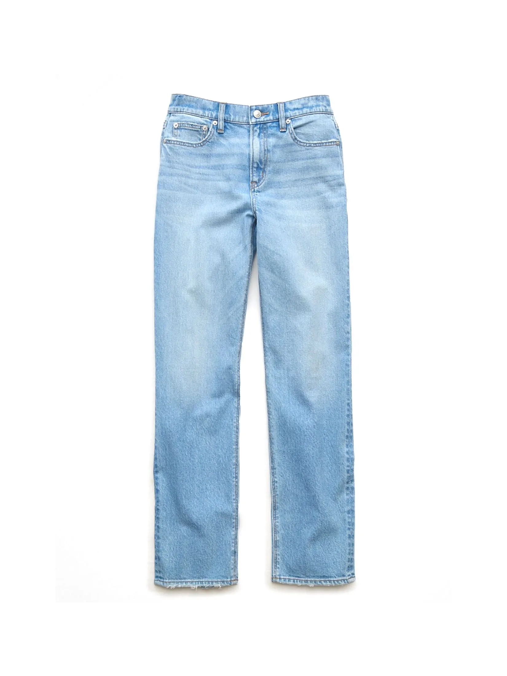 AMERICAN EAGLE WOMEN SUPER HIGH-RISE STRAIGHT JEANS 953 LIGHT REPAIR