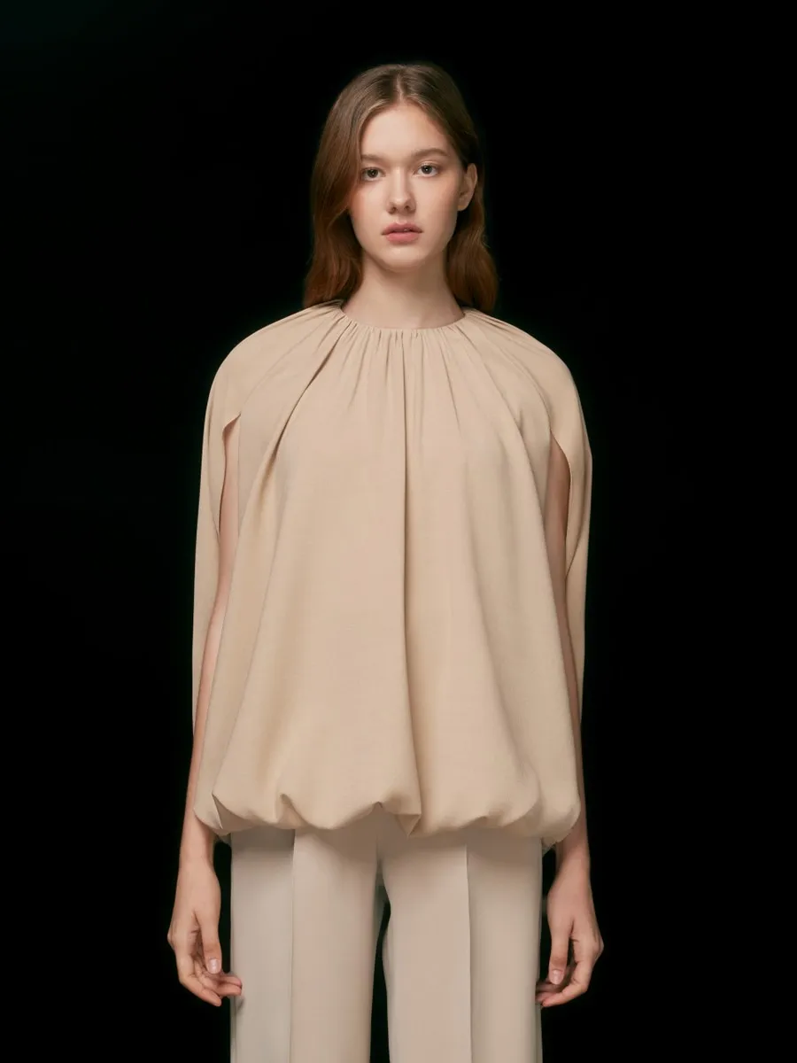 ASAVA (AW23) Harper Women Cape Sleeve Blouse Beige