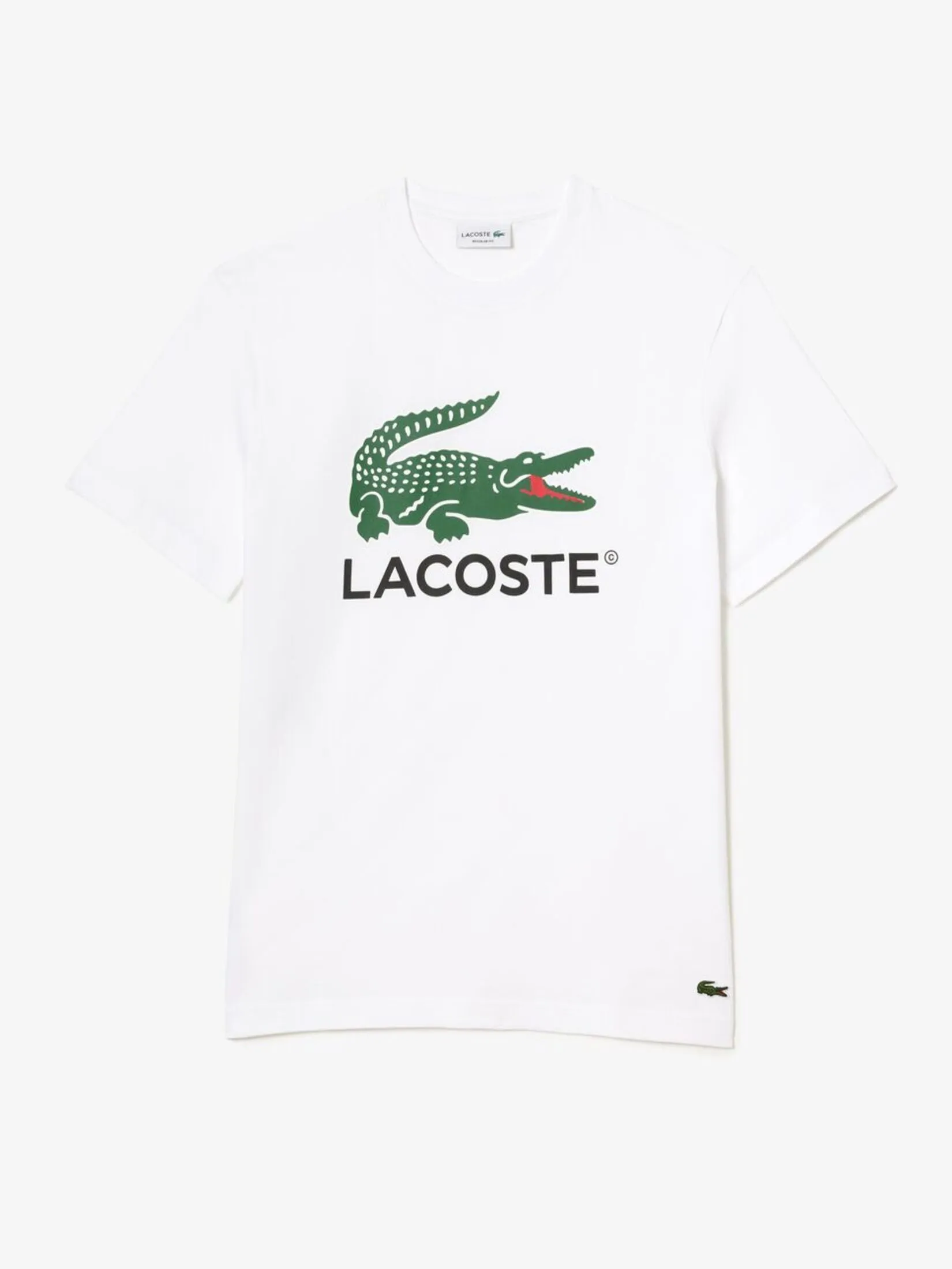 LACOSTE Signature Print Cotton T-shirt White