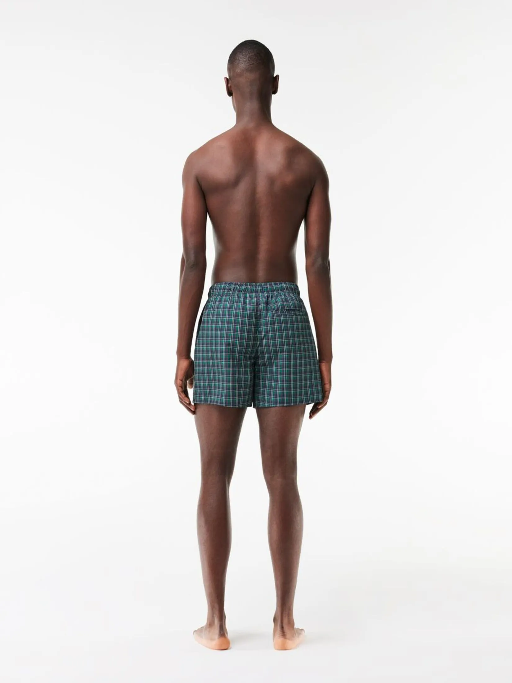 LACOSTE Short Printed Swim Trunks Blue