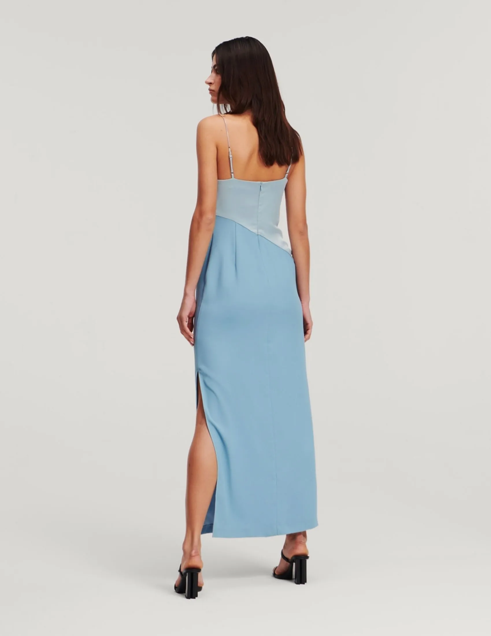 KARL LAGERFELD KARL CHARM SATIN WOMEN DRESS CASHMERE BLUE