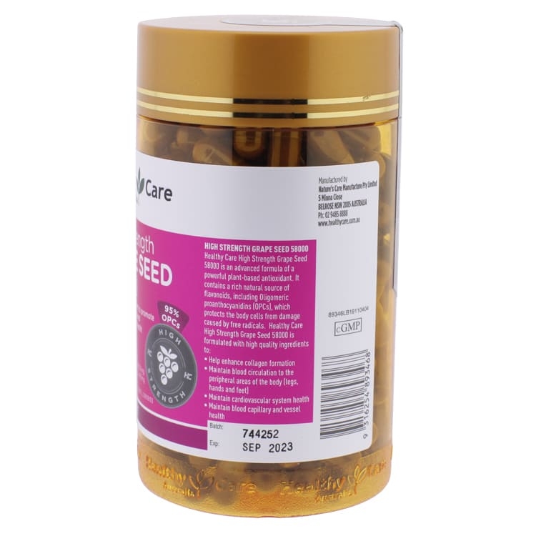 Экстракт виноградной косточки Grape Seed 58000 Healthy Care 200 капсул