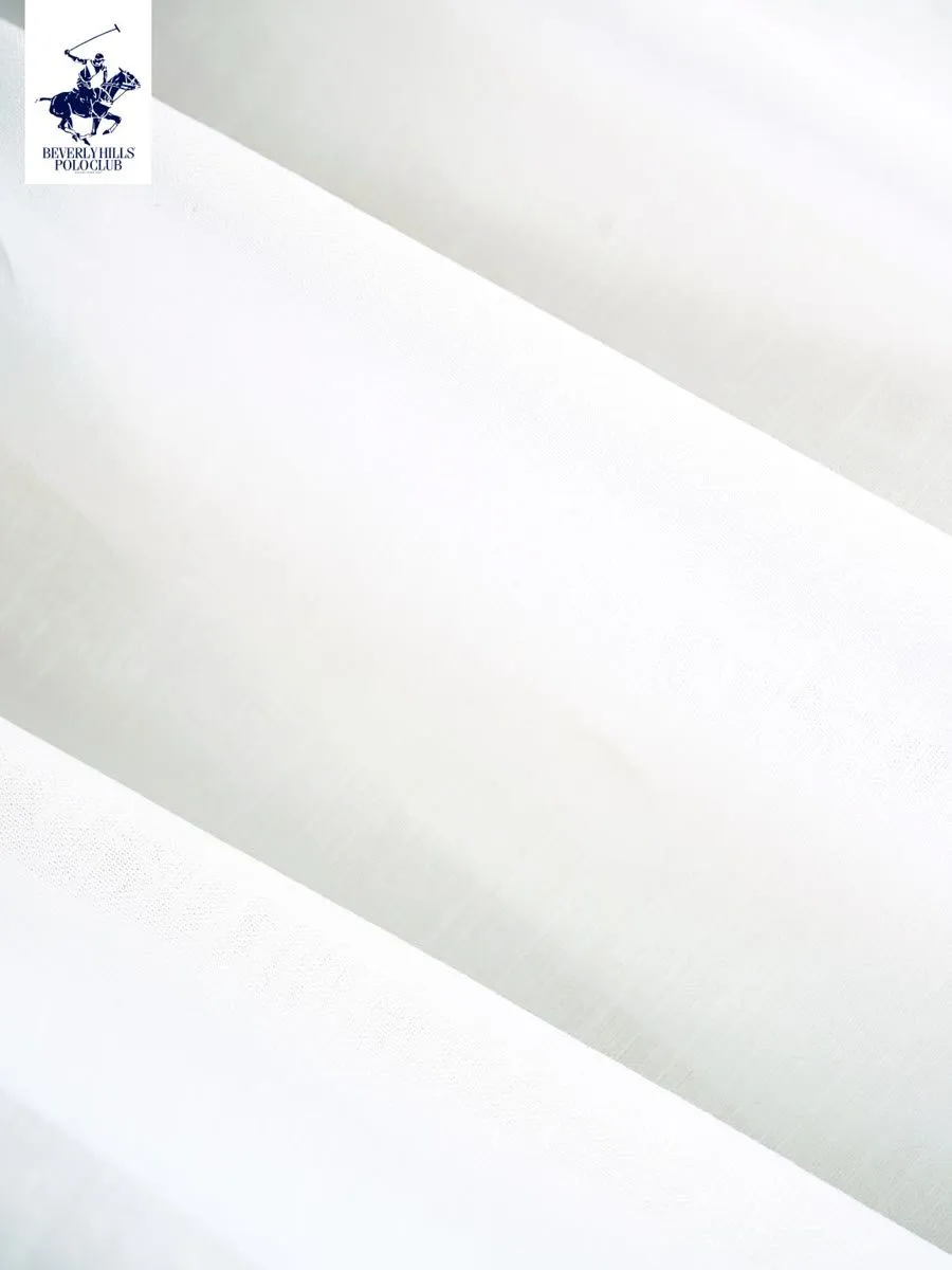 BEVERLY HILLS POLO CLUB Women Cotton Linen Relax Fit Shirt Long Sleeve, White