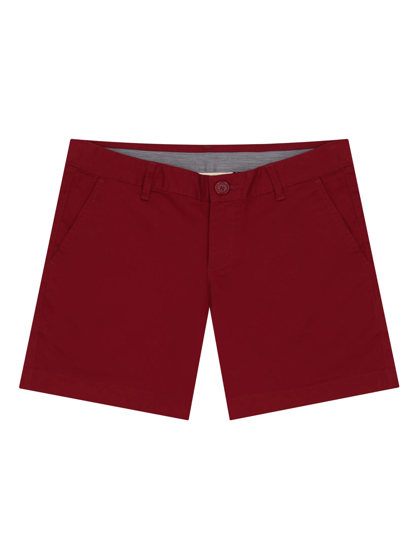 GIORDANO Women's Twill Mid-Rise Slim Fit Pocket Shorts (180 Elastic Waistband) Biking red