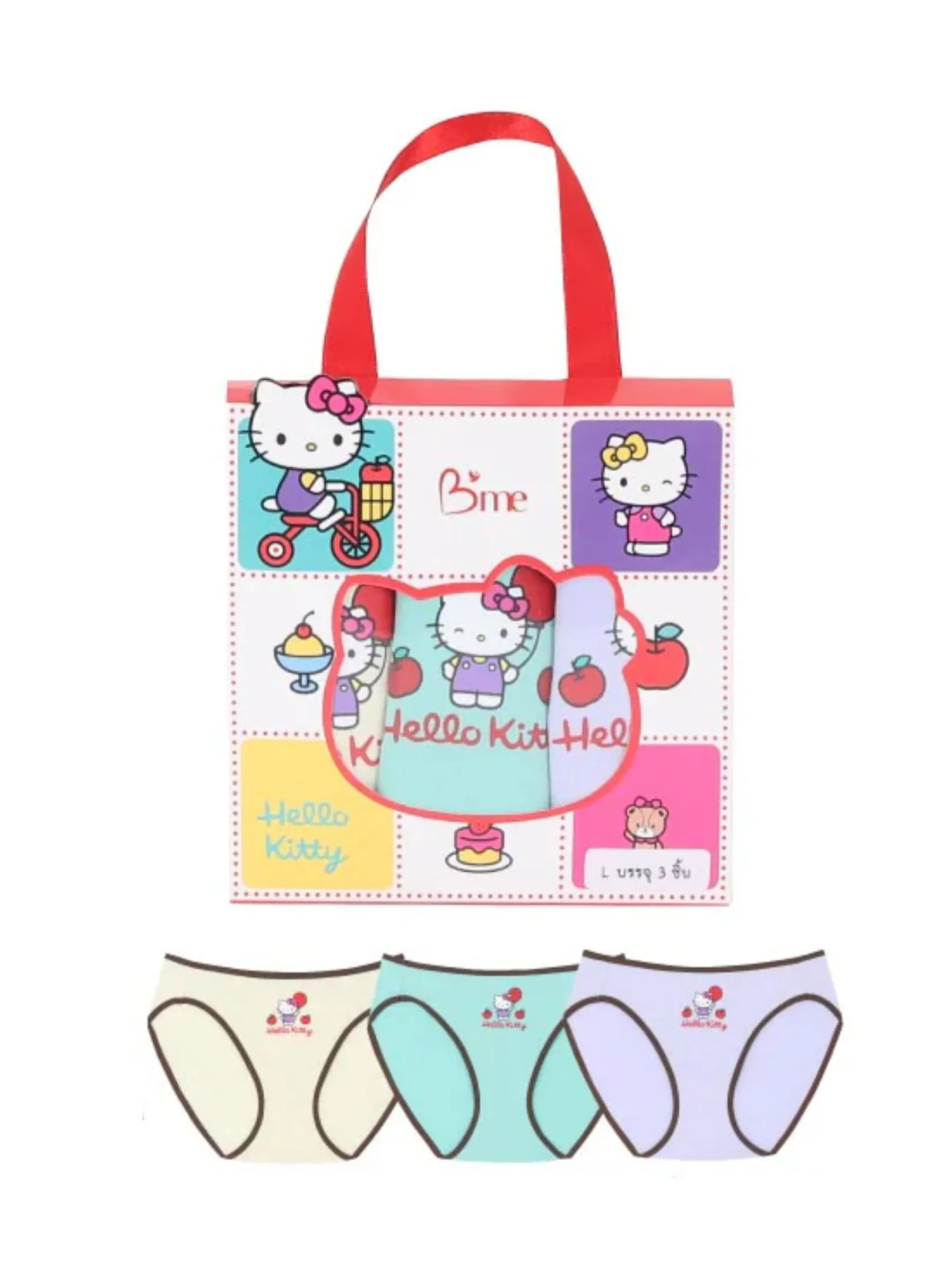 B'ME B me MEU019 Hello Kitty Bikini Panty Pack (3 pcs, Cream/Purple/Green)