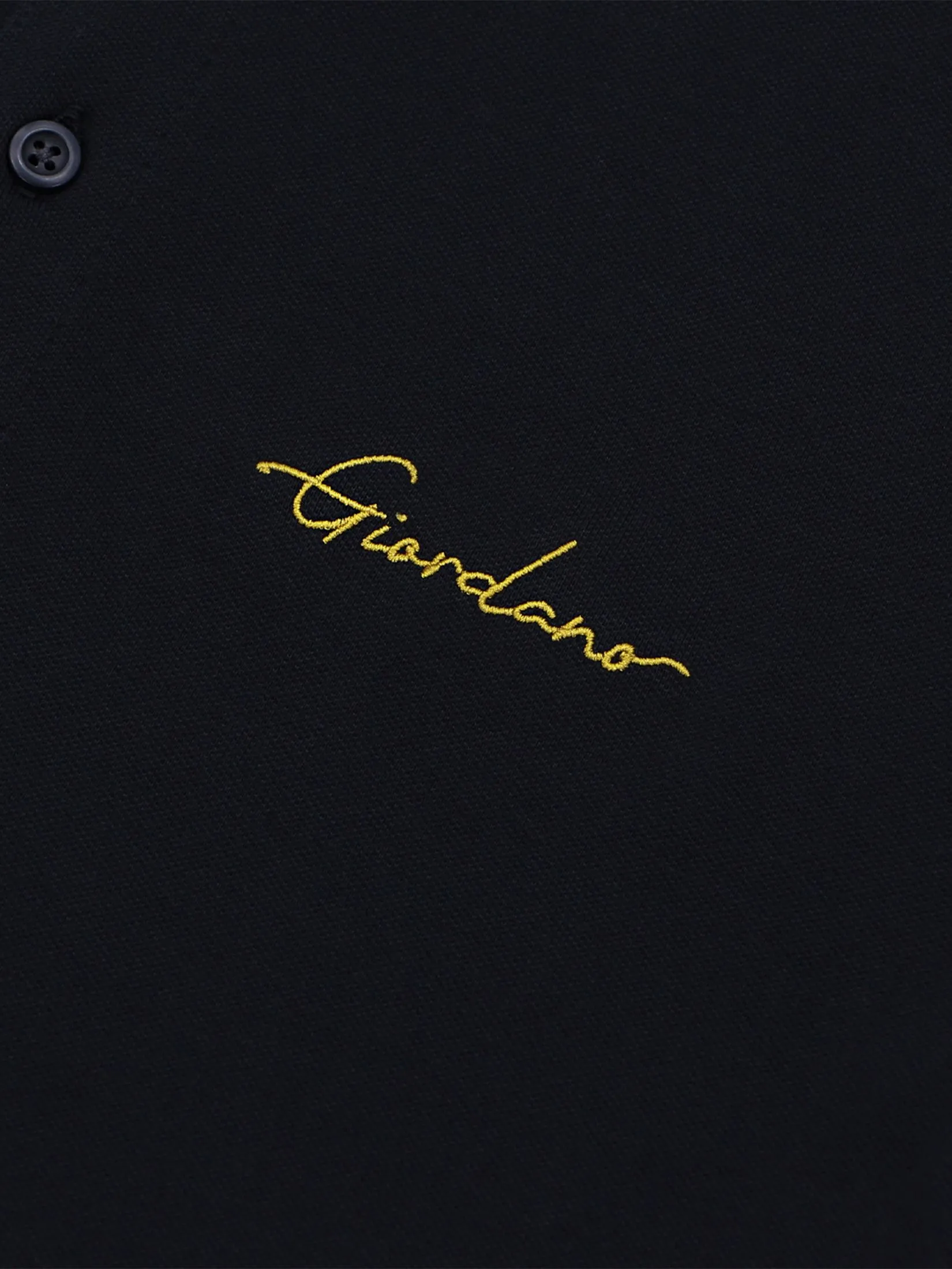 GIORDANO Men's Signature Pique Embroidery Solid Polo Signature Black