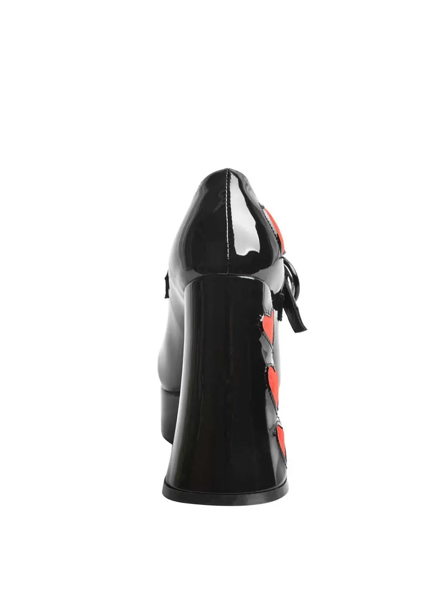 VILLAINS SF VALENTINA-HE Women s Platform Mary-Jane Heels BLACK