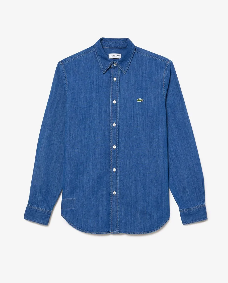 LACOSTE Lightweight Denim Regular Fit Shirt Blue