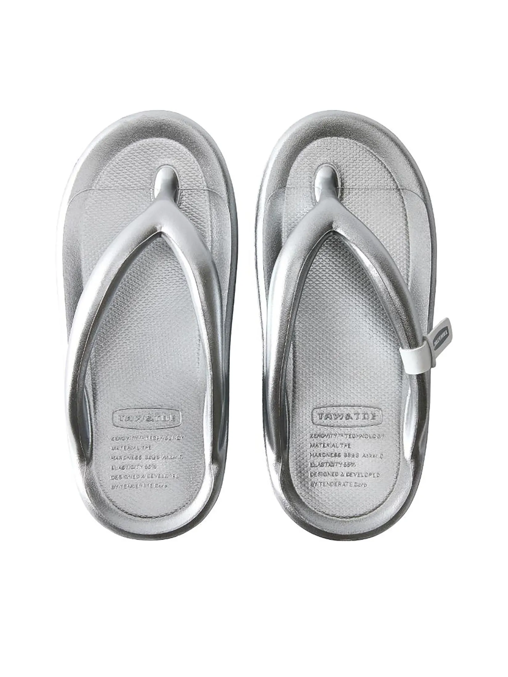 TAW&TOE Unisex Sandals Zerovity Flip Flop OG Light Silver
