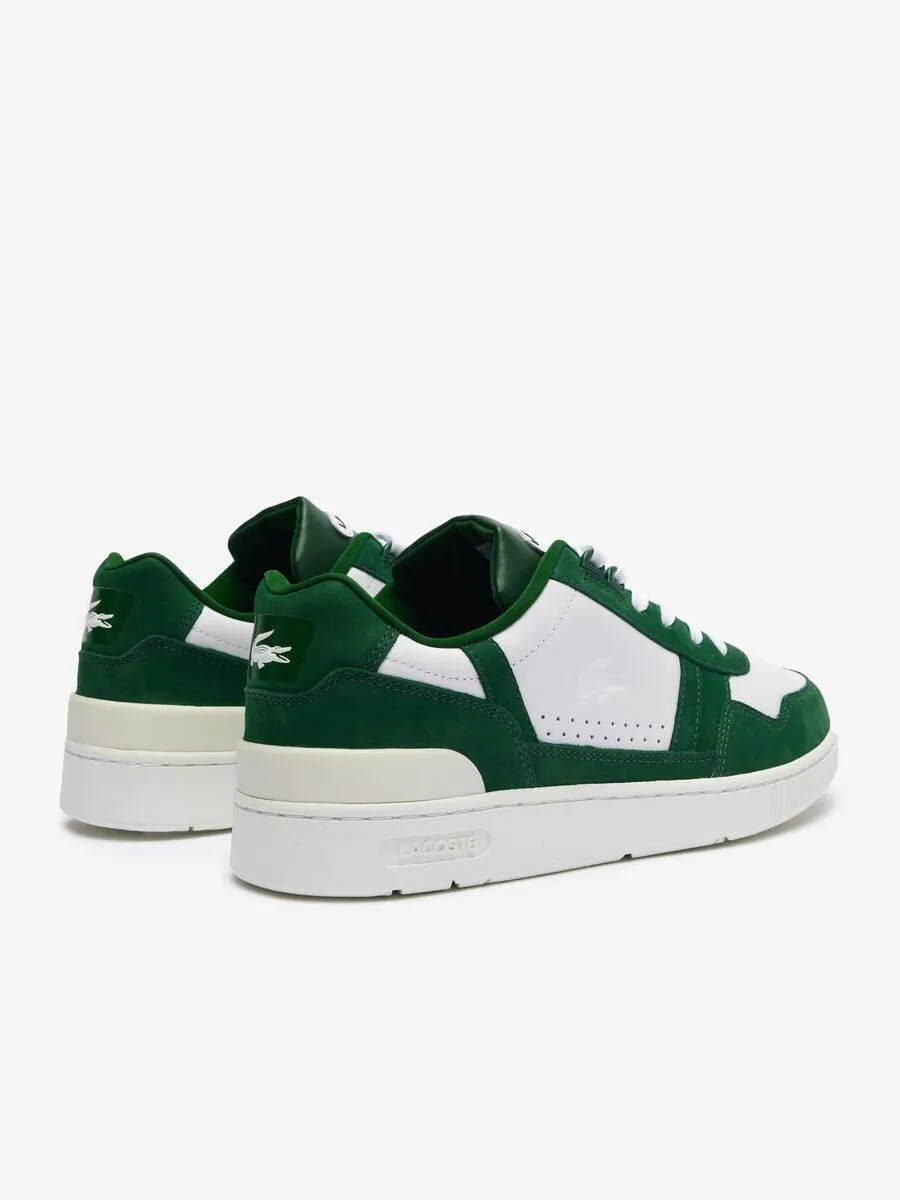 LACOSTE White Men’s T-Clip Contrasted Leather Trainers