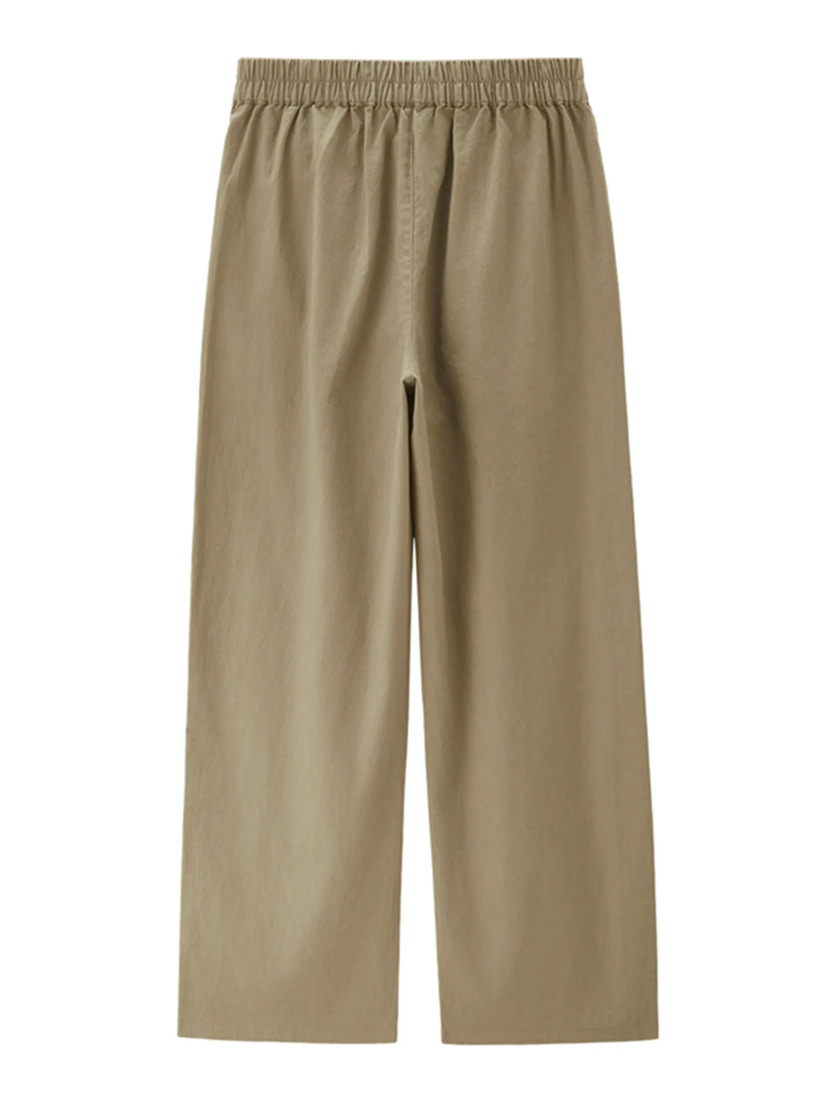 GIORDANO Women's Beau Monde Linen Cotton Topstitch Pants Leaf Green