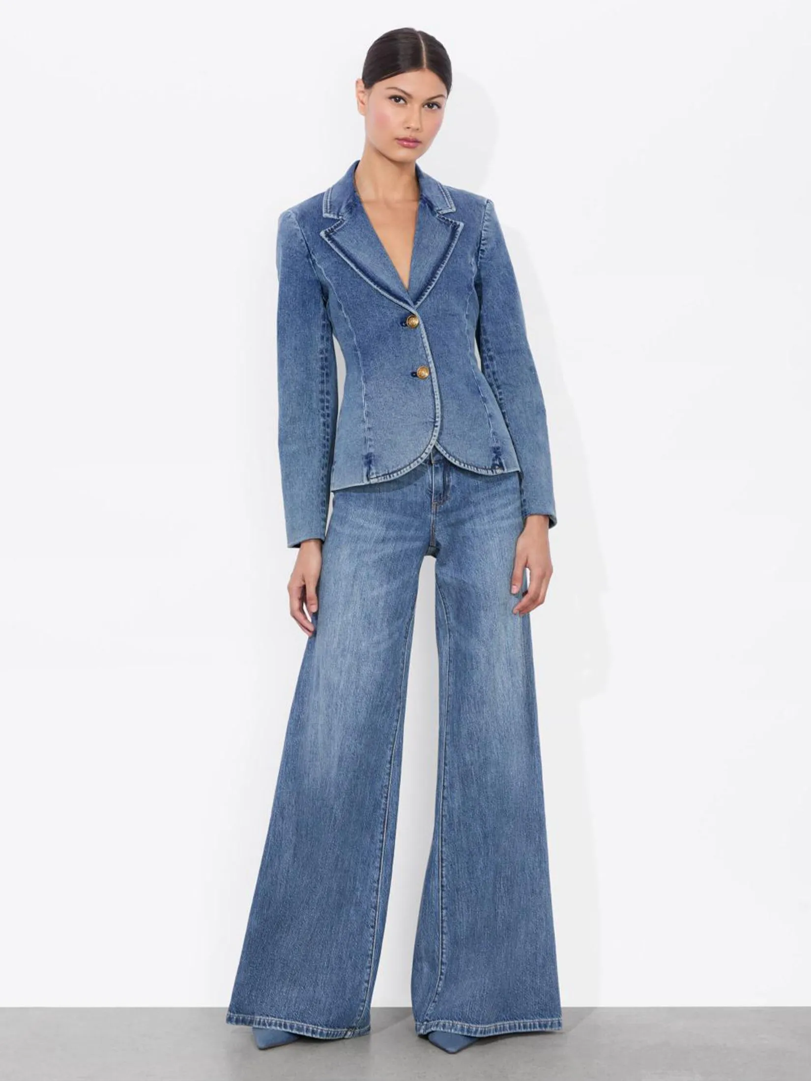 ALICE AND OLIVIA Women Blazer Sculpted Iana Denim Blue