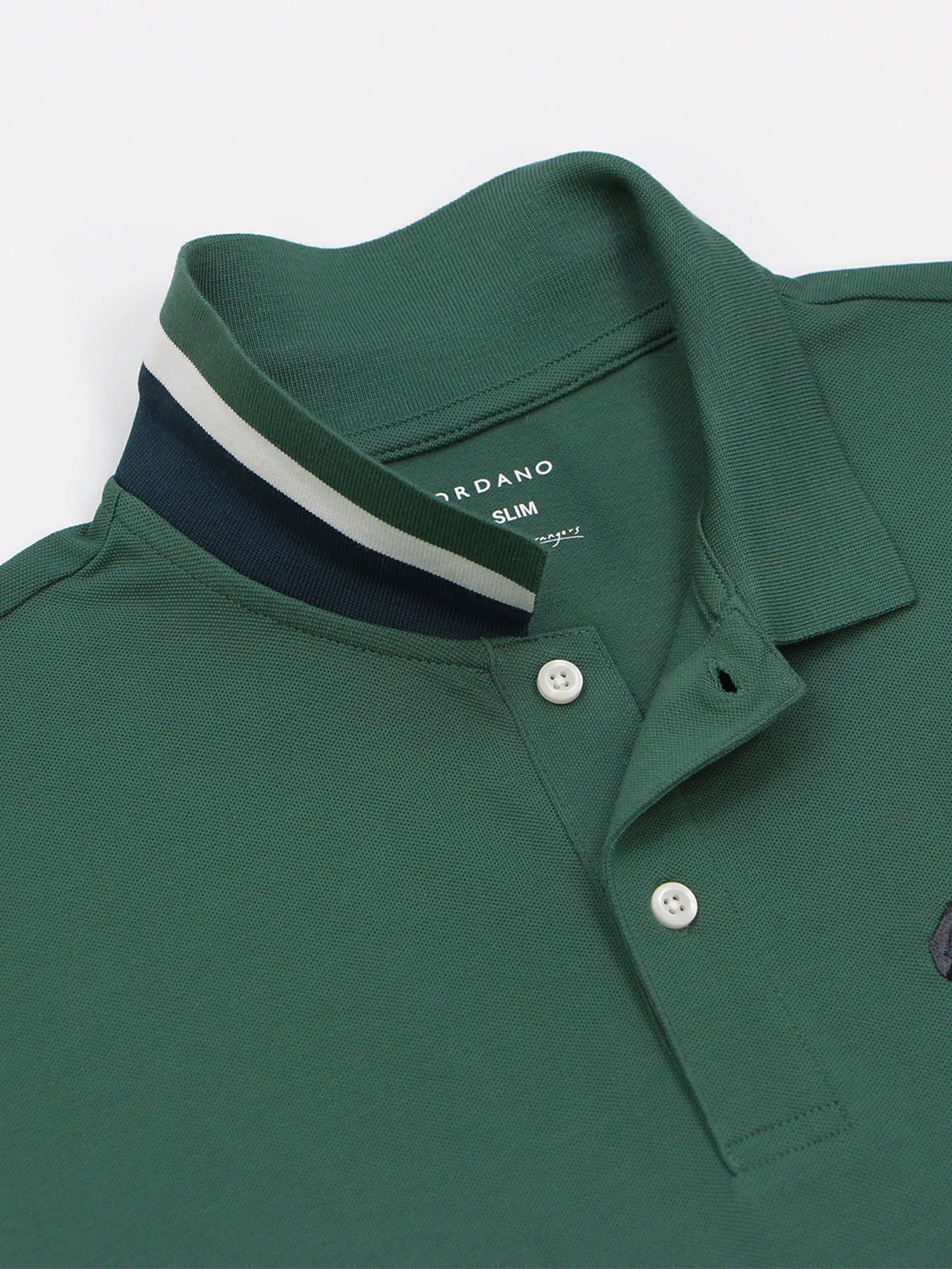 GIORDANO Men s Pique Slim Fit Embroidery Napoleon Polo Smoke pine green