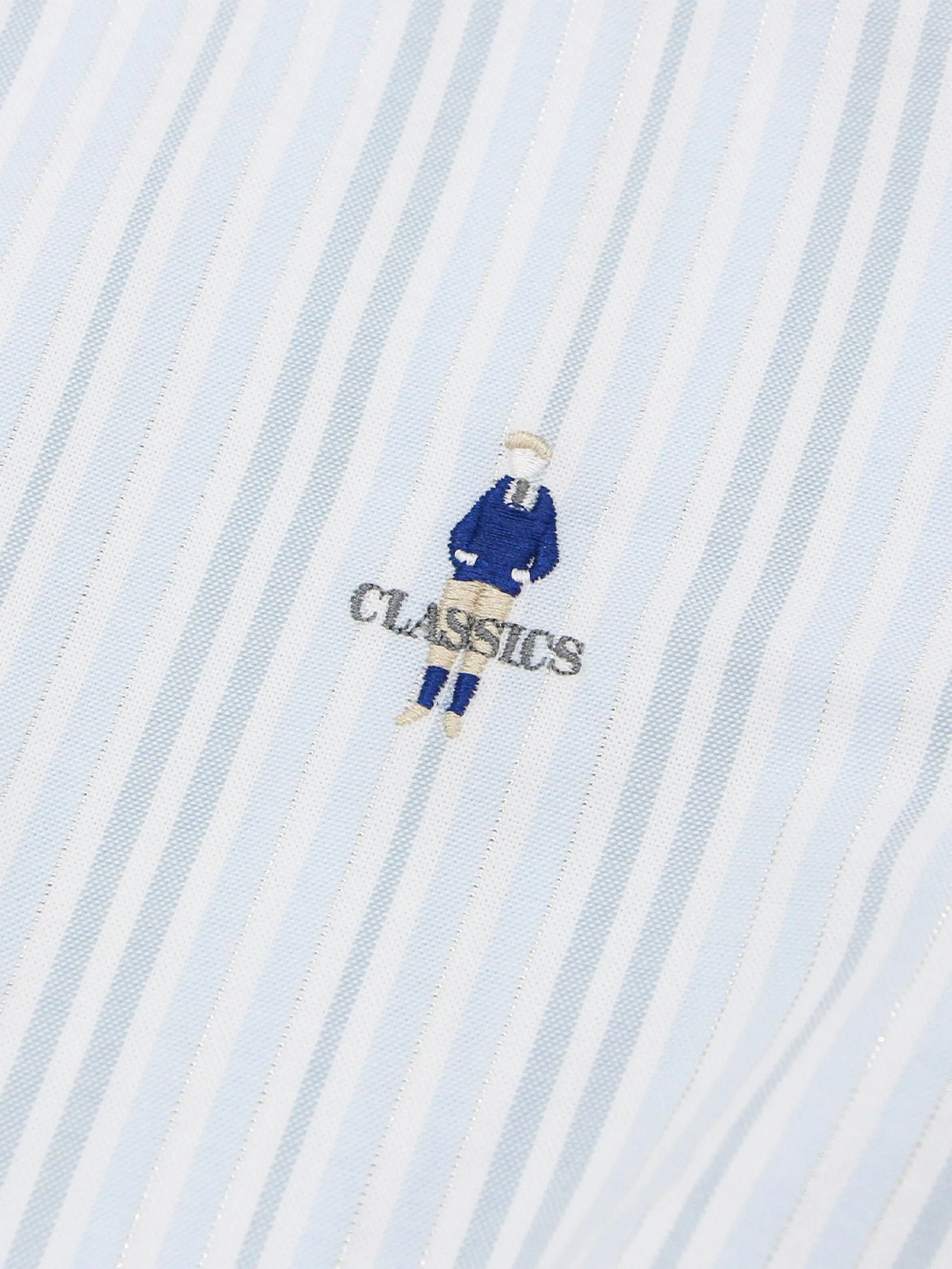 GIORDANO Women's Slim Embroidery Oxford Shirts (Classic Man) Blue x White