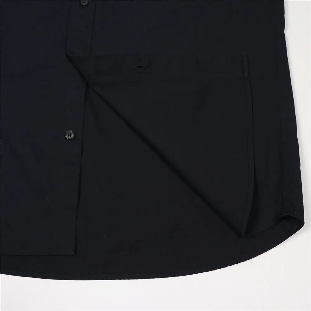 GIORDANO Navy Blue Men's Stretch Long Sleeve Slim Button Front Shirt