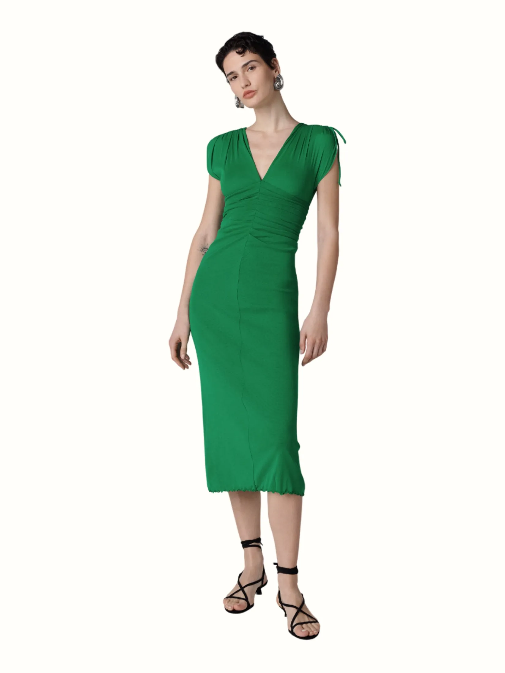 DIANE VON FURSTENBERG WOMEN DVF CHARLOTTE DRESS SIGNATURE GREEN Size - L