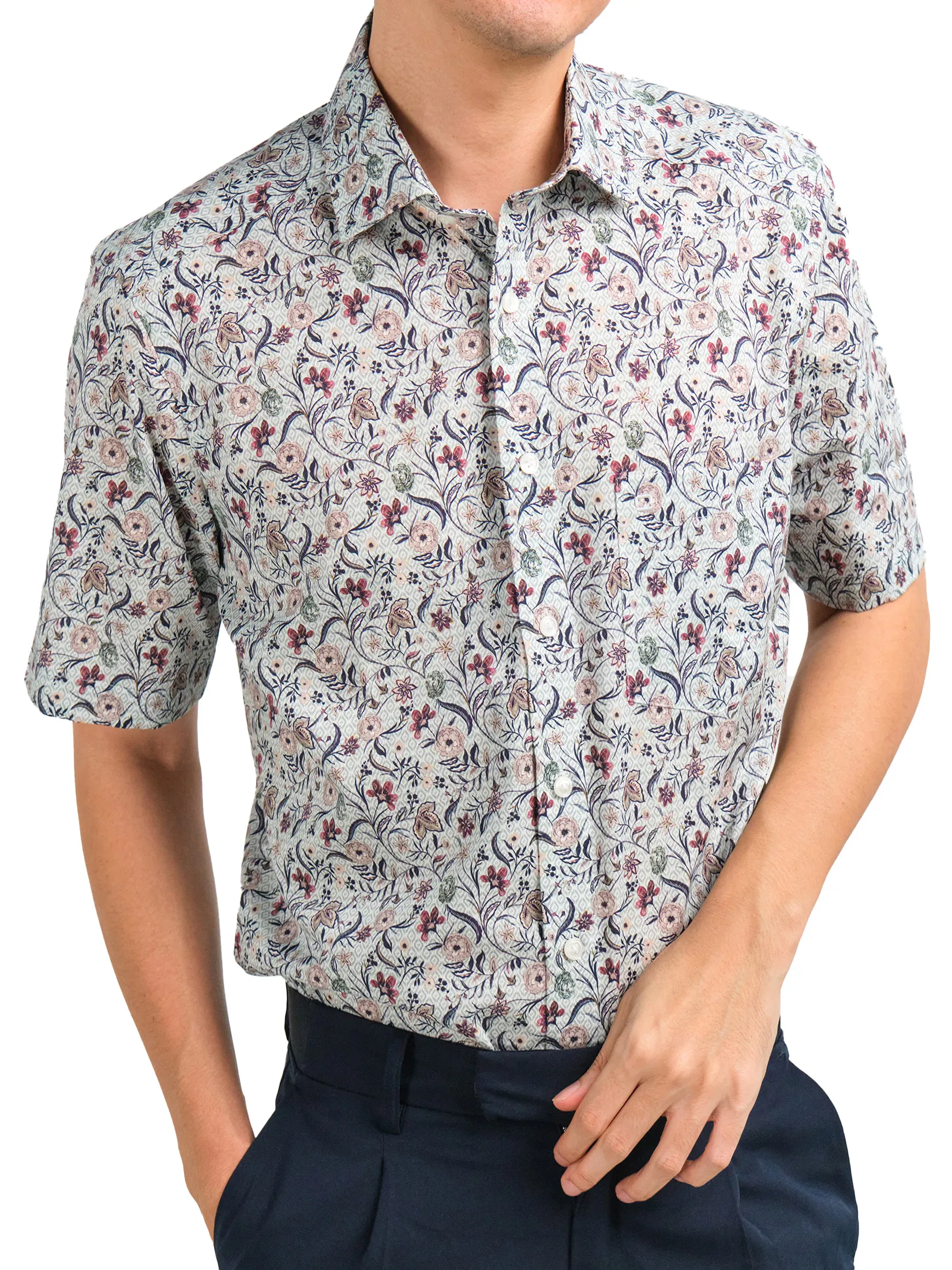 OLYMP MEN SHIRT SHORT SLEEVES CASUAL SHIRT MODERN FIT GREEN