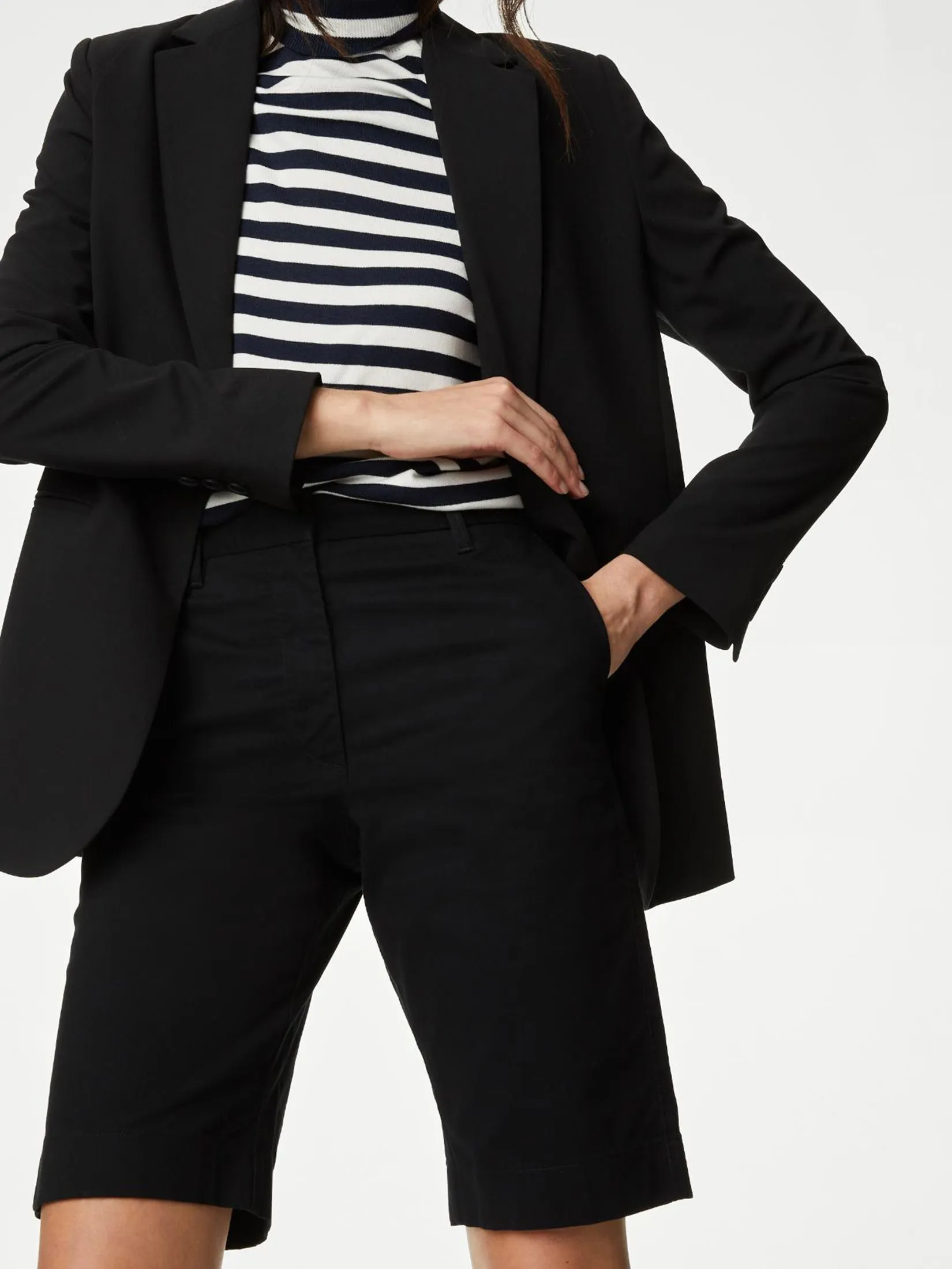 MARKS & SPENCER Women Chino Shorts High Waisted Cotton Rich