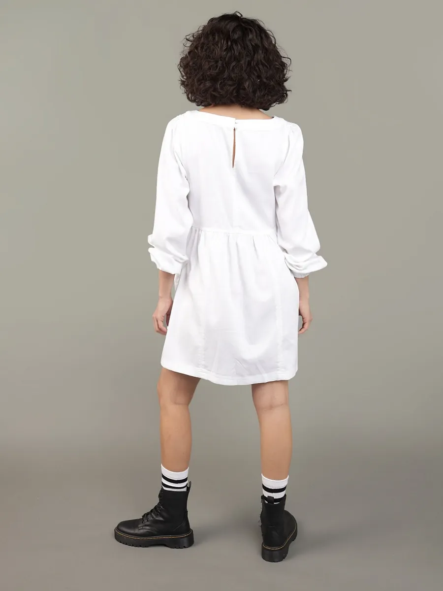 AMERICAN EAGLE WOMEN LS SWING MINI DRESS INTL 100 WHITE