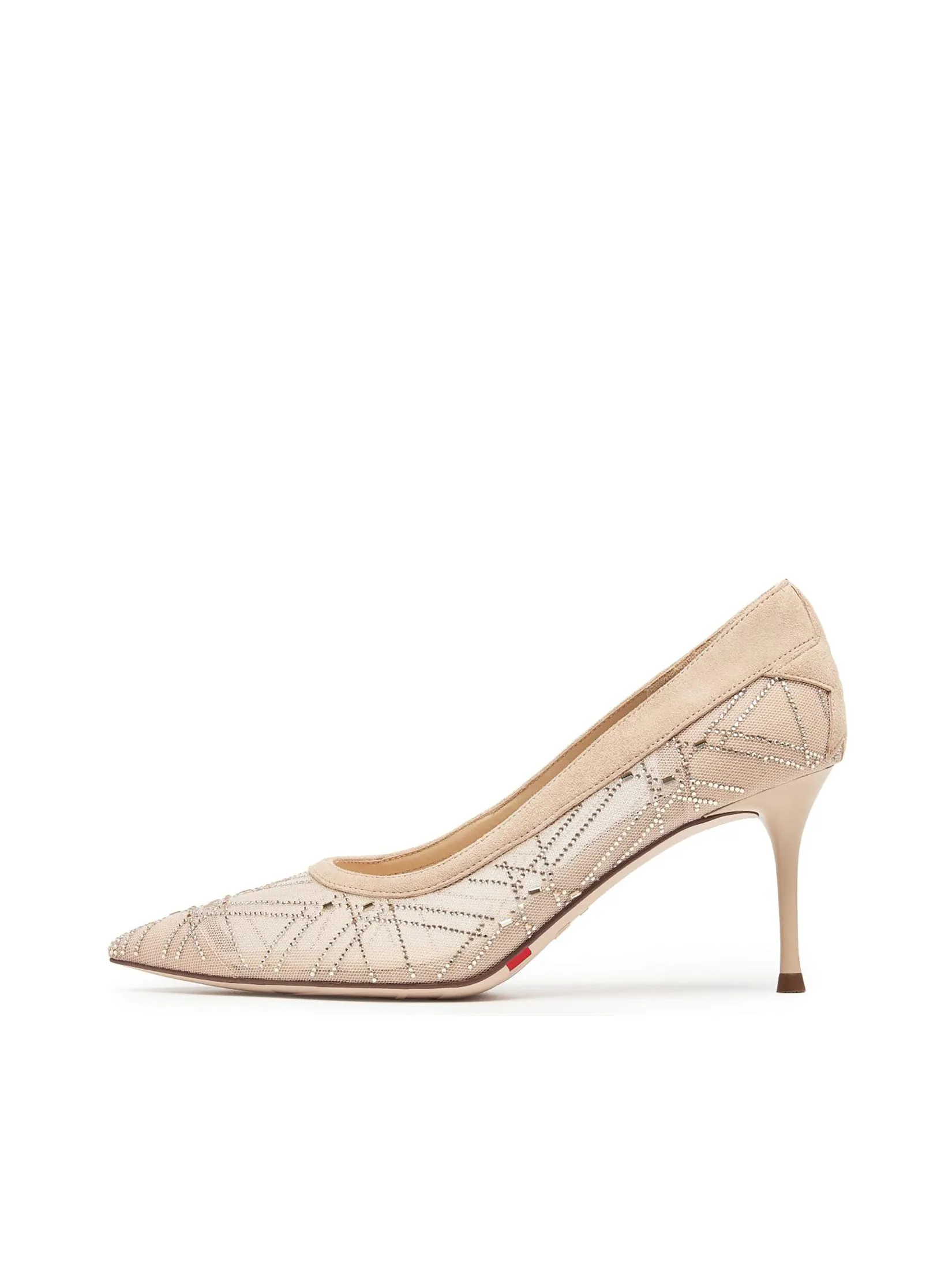 STACCATO Women Pumps Lined Crystal-Embellished Mesh Champagne Pink
